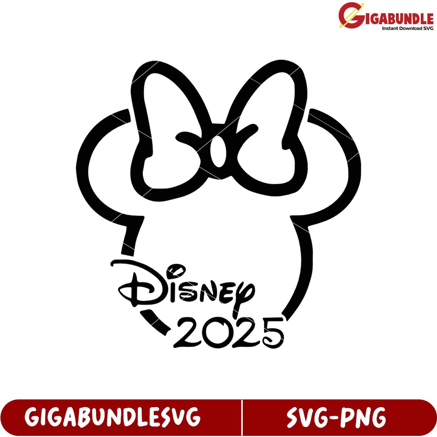 Disney 2025 Vector SVG Design Featuring Iconic Ears and Bow Motif