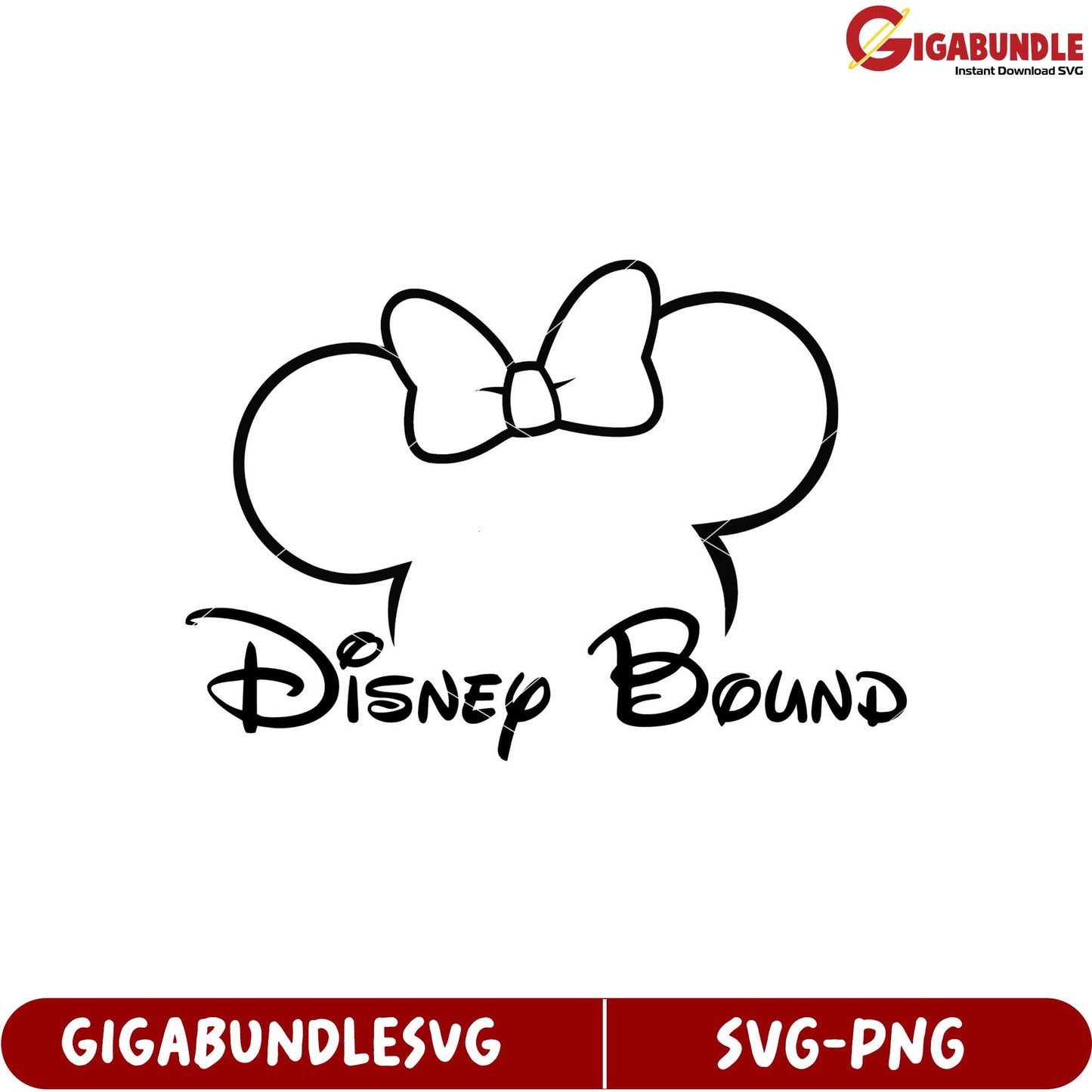 Disney Bound Mickey Mouse Bow Outline SVG for Crafting and Design