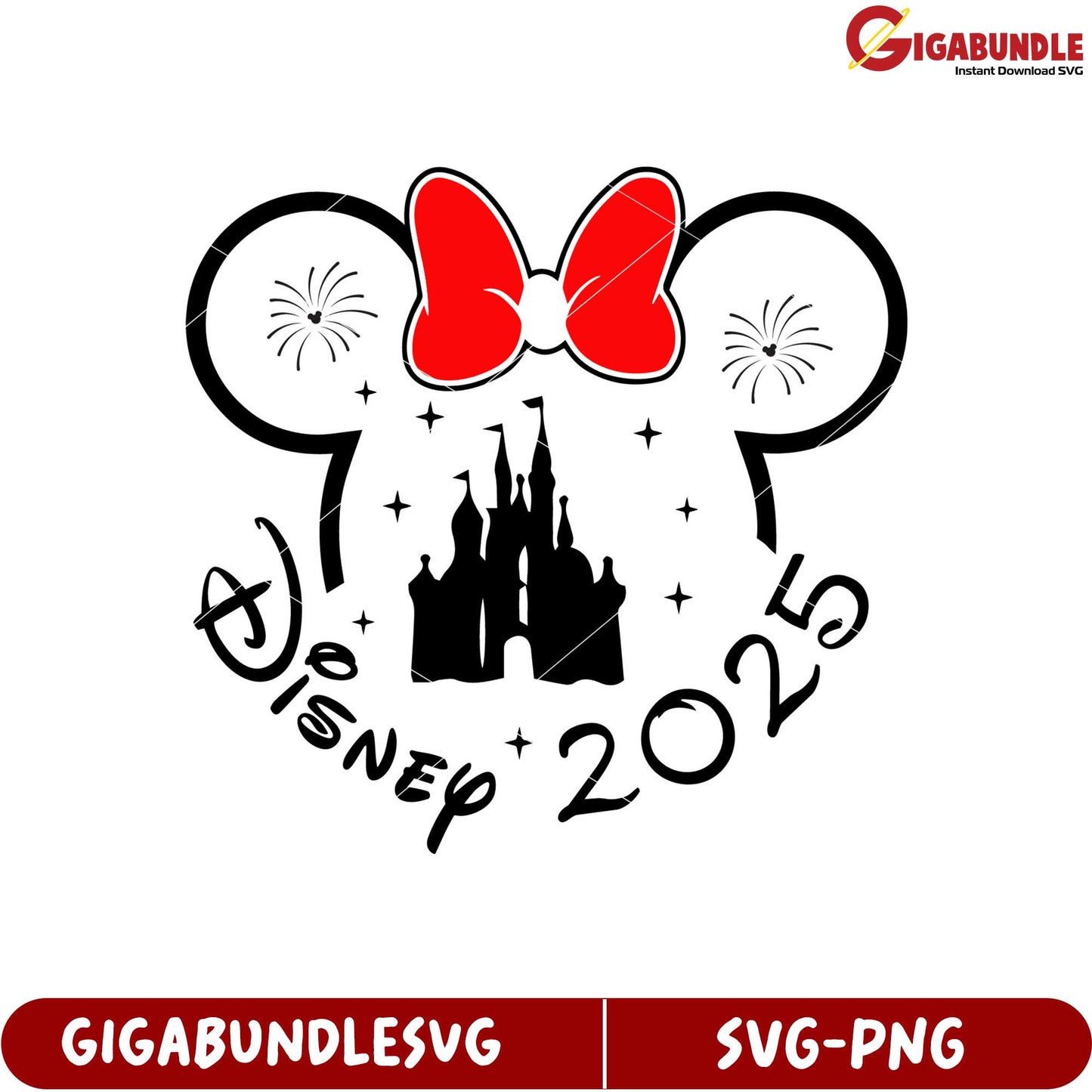 Disney Castle with Mickey Ears SVG Design for 2025 Celebrations