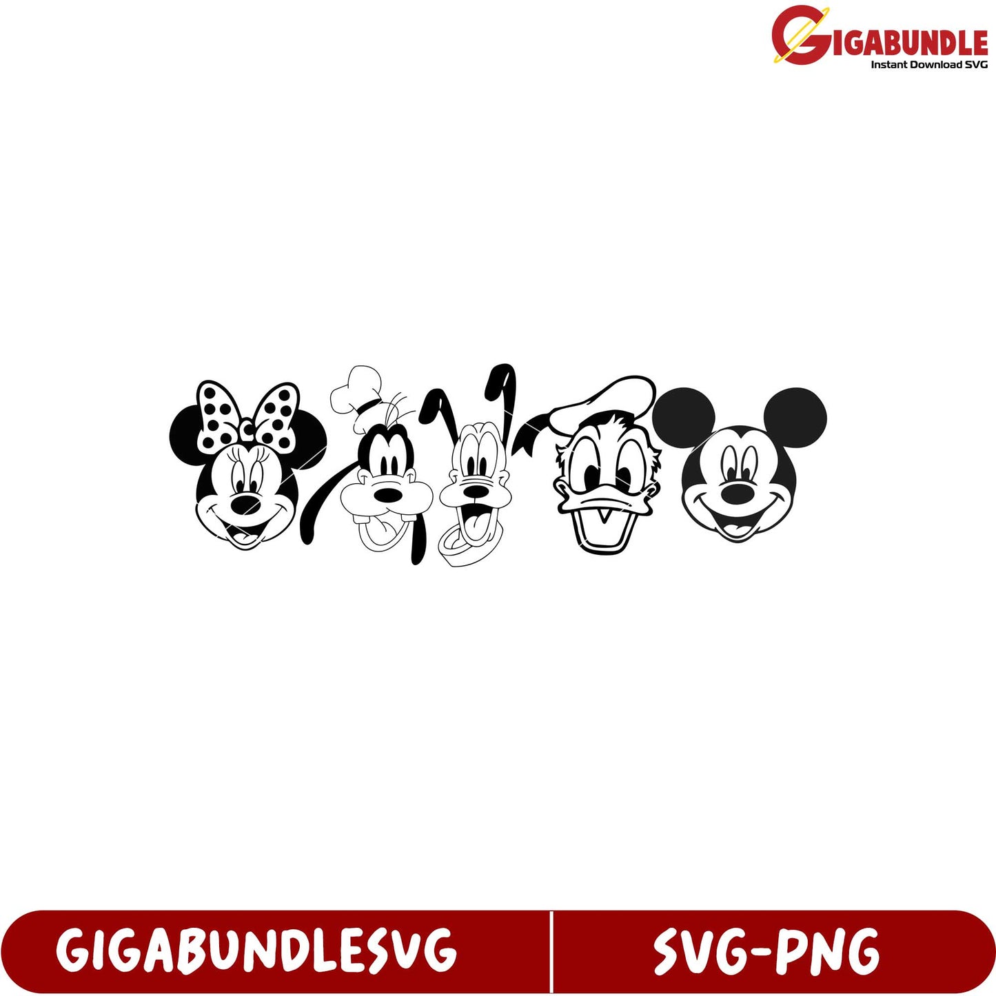 Disney Character SVG Bundle Featuring Iconic Faces of Favorites