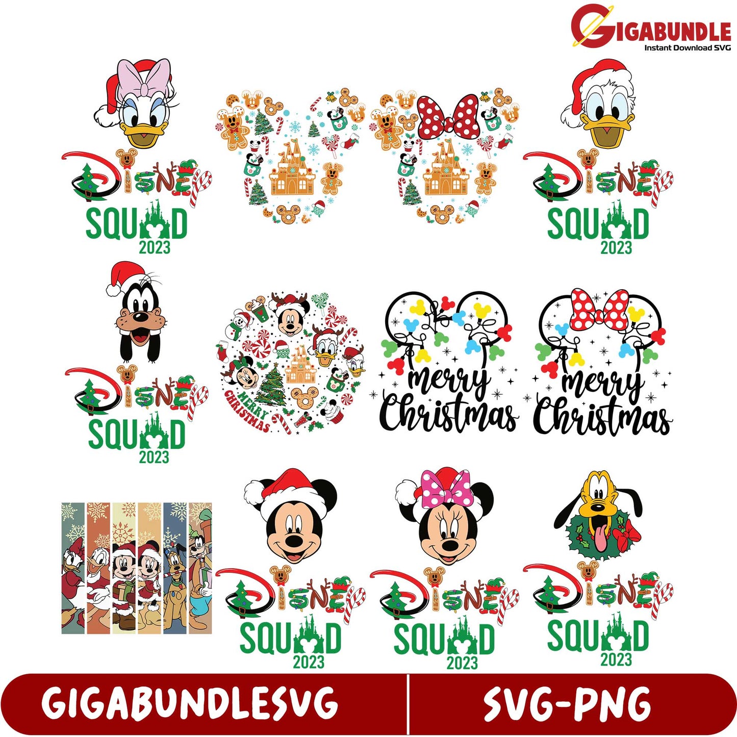 Disney Christmas Squad 2023 SVG Bundle for Holiday Crafts