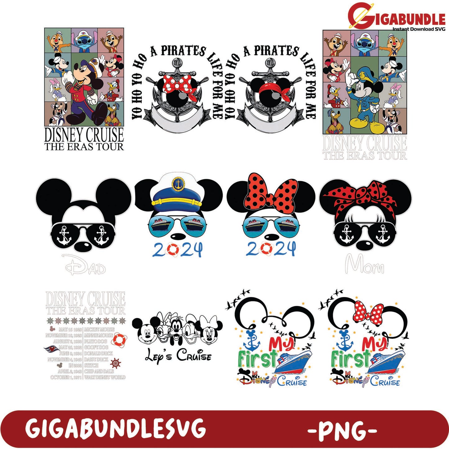 Disney Cruise Eras Tour PNG Bundle - Fun Mickey & Friends Designs