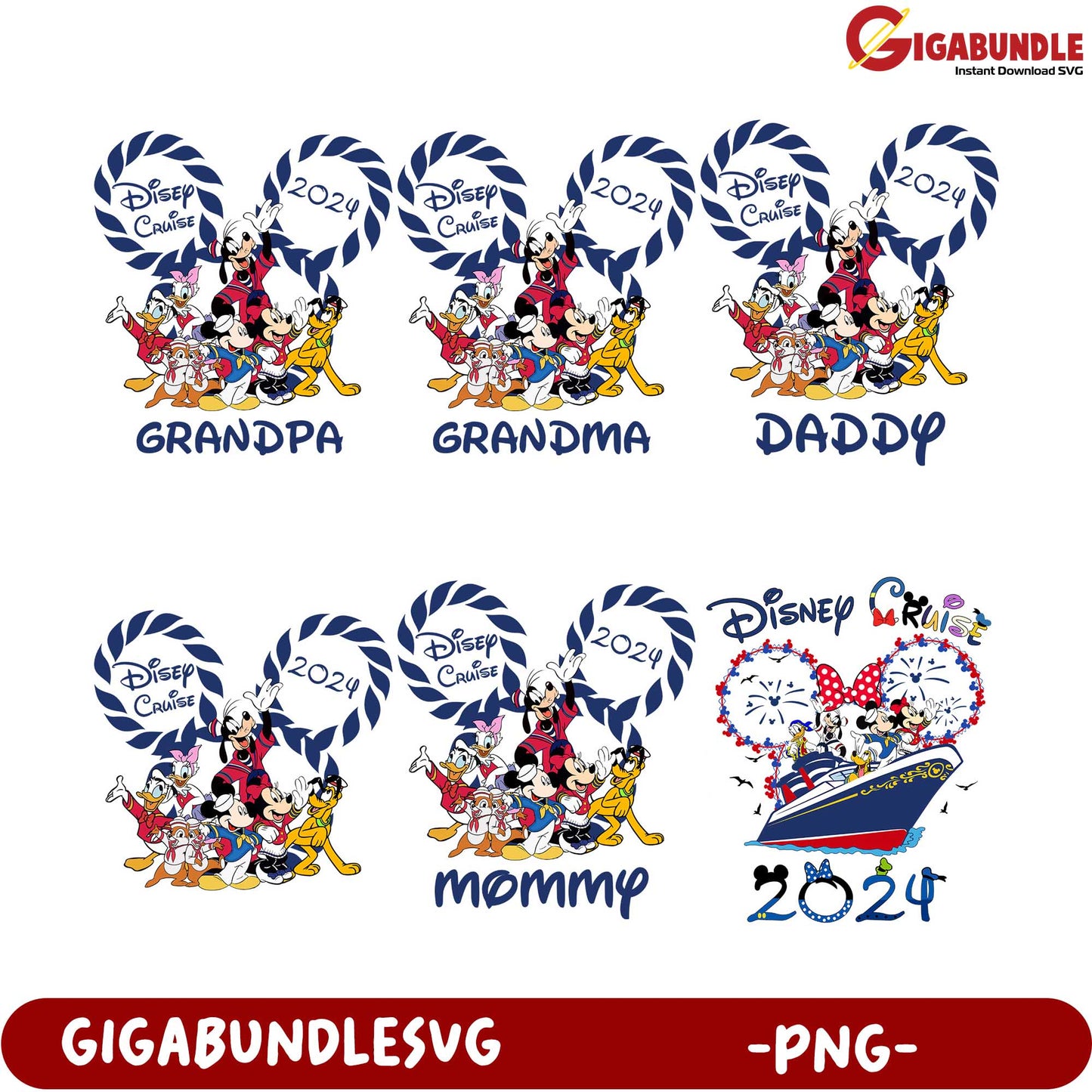 Disney Cruise Family Bundle PNG 2024 – Grandpa, Grandma, Daddy