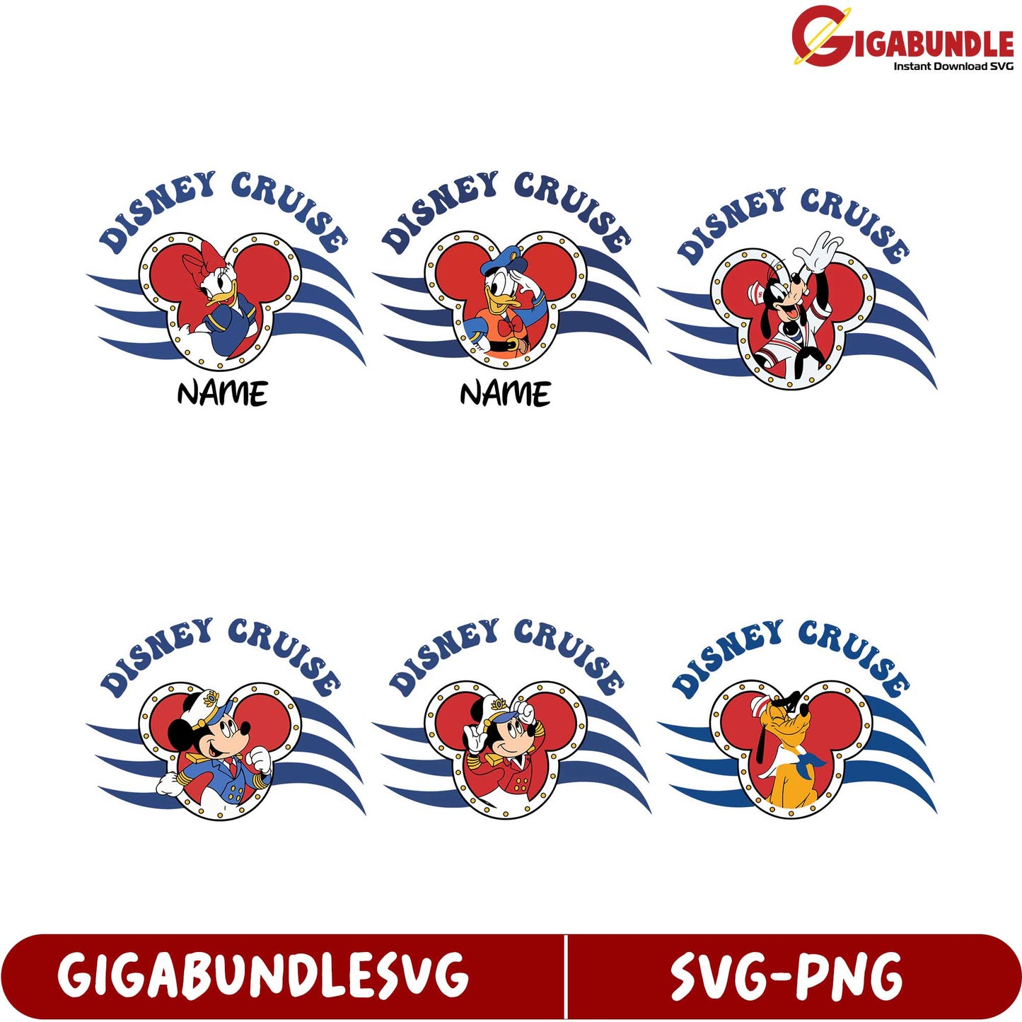 Disney Cruise SVG Bundle with Customizable Name Designs