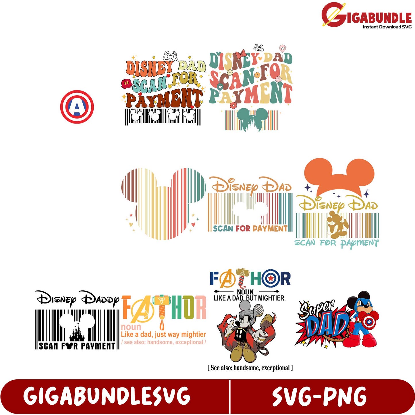 Disney Dad SVG Bundle Unique Designs for Father's Day DIY