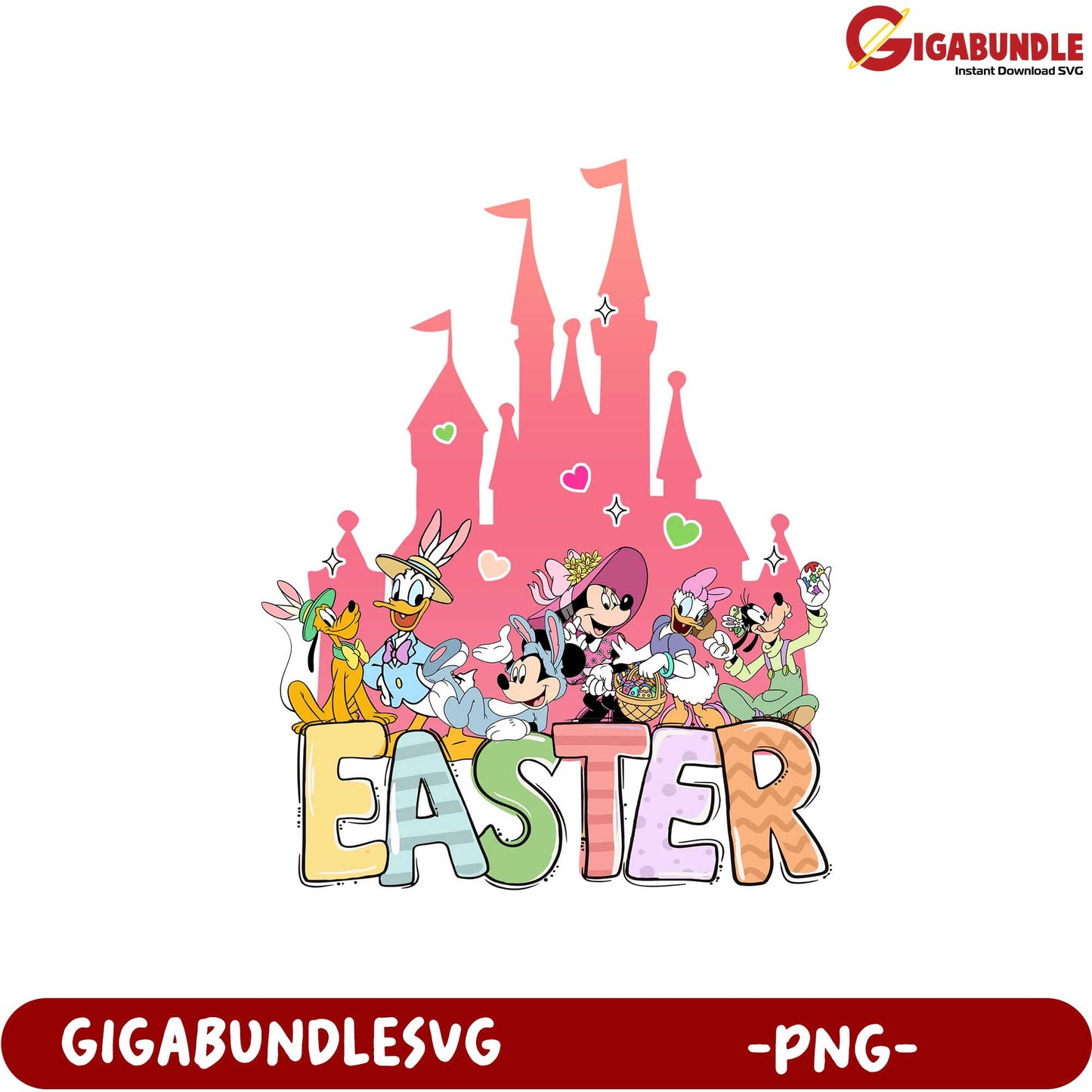 Disney Easter Celebration PNG Cute Cartoon Characters Design