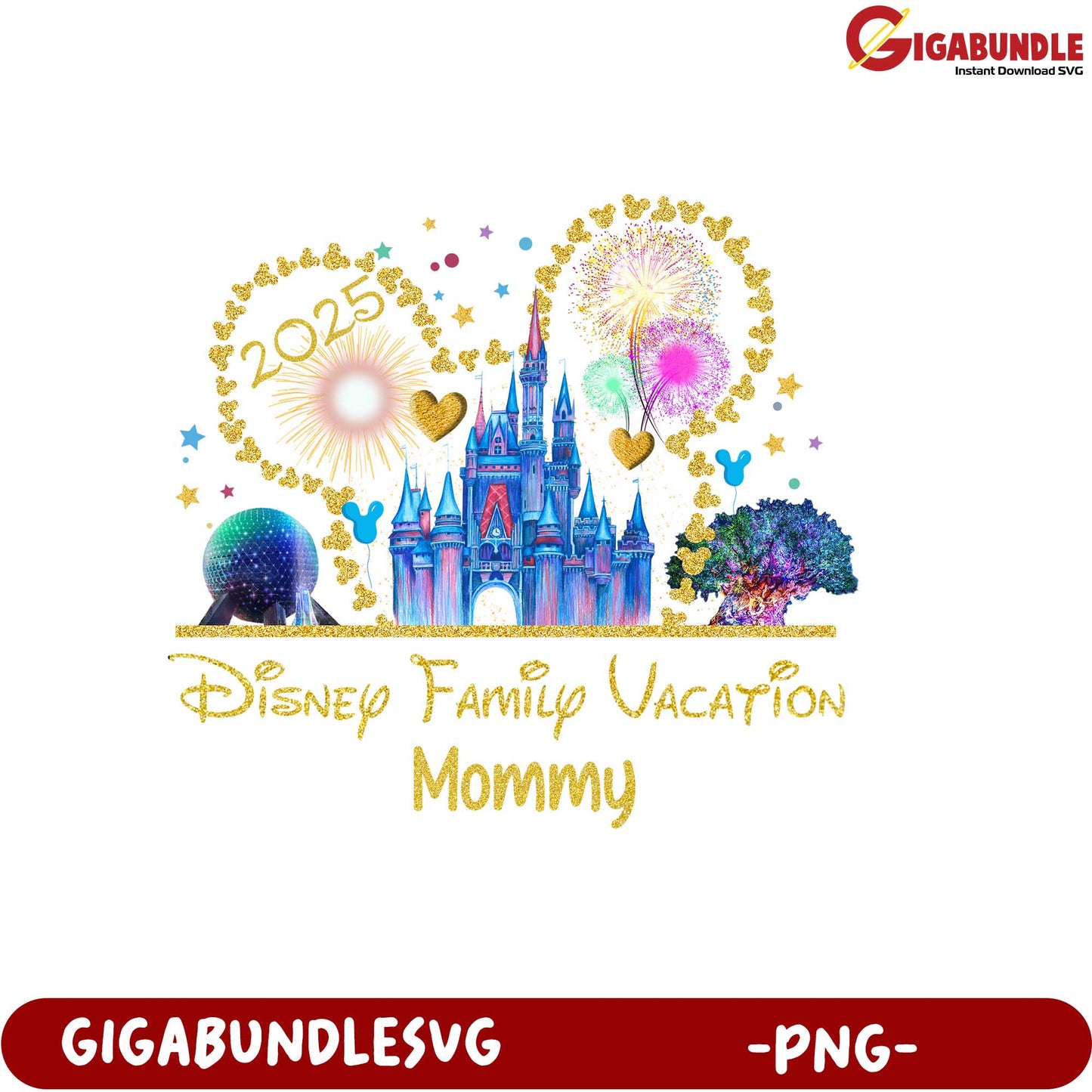 Disney Family Vacation 2025 PNG Design for Mommy with Castle Elements