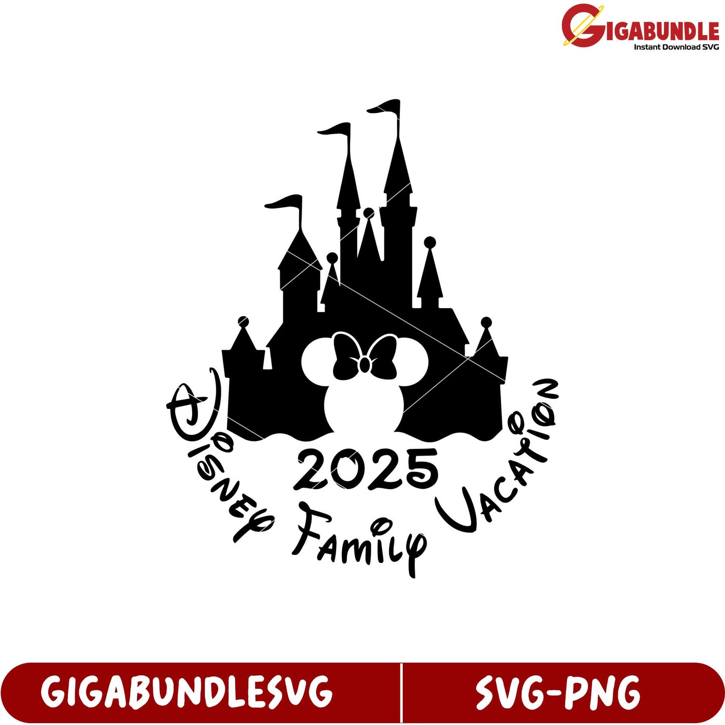 Disney Family Vacation 2025 SVG Design with Castle and Mickey Theme