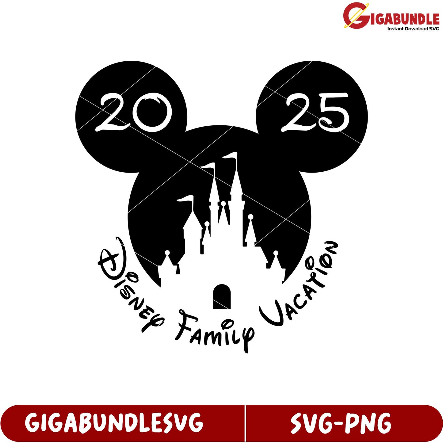 Disney Family Vacation 2025 SVG Design with Mickey Mouse Elements