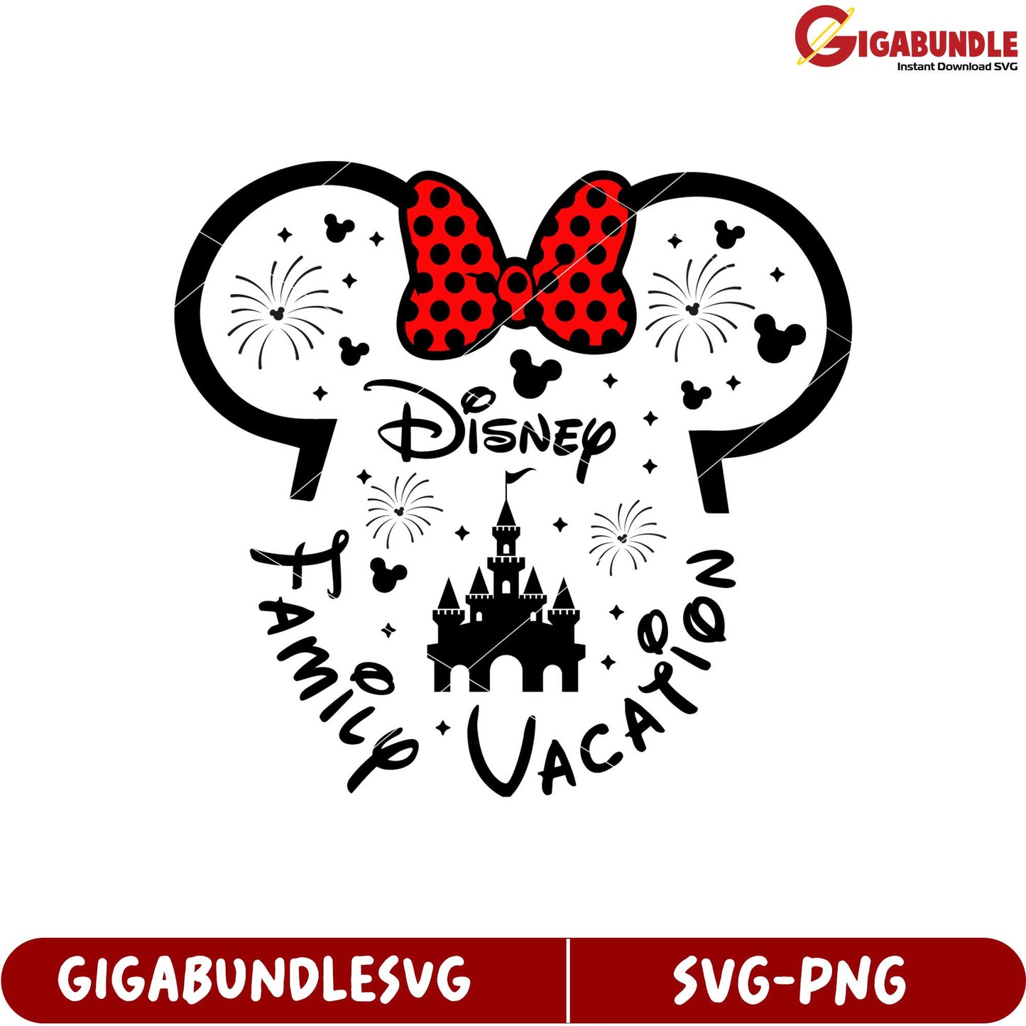 Disney Family Vacation SVG Design with Castle and Bow Elements