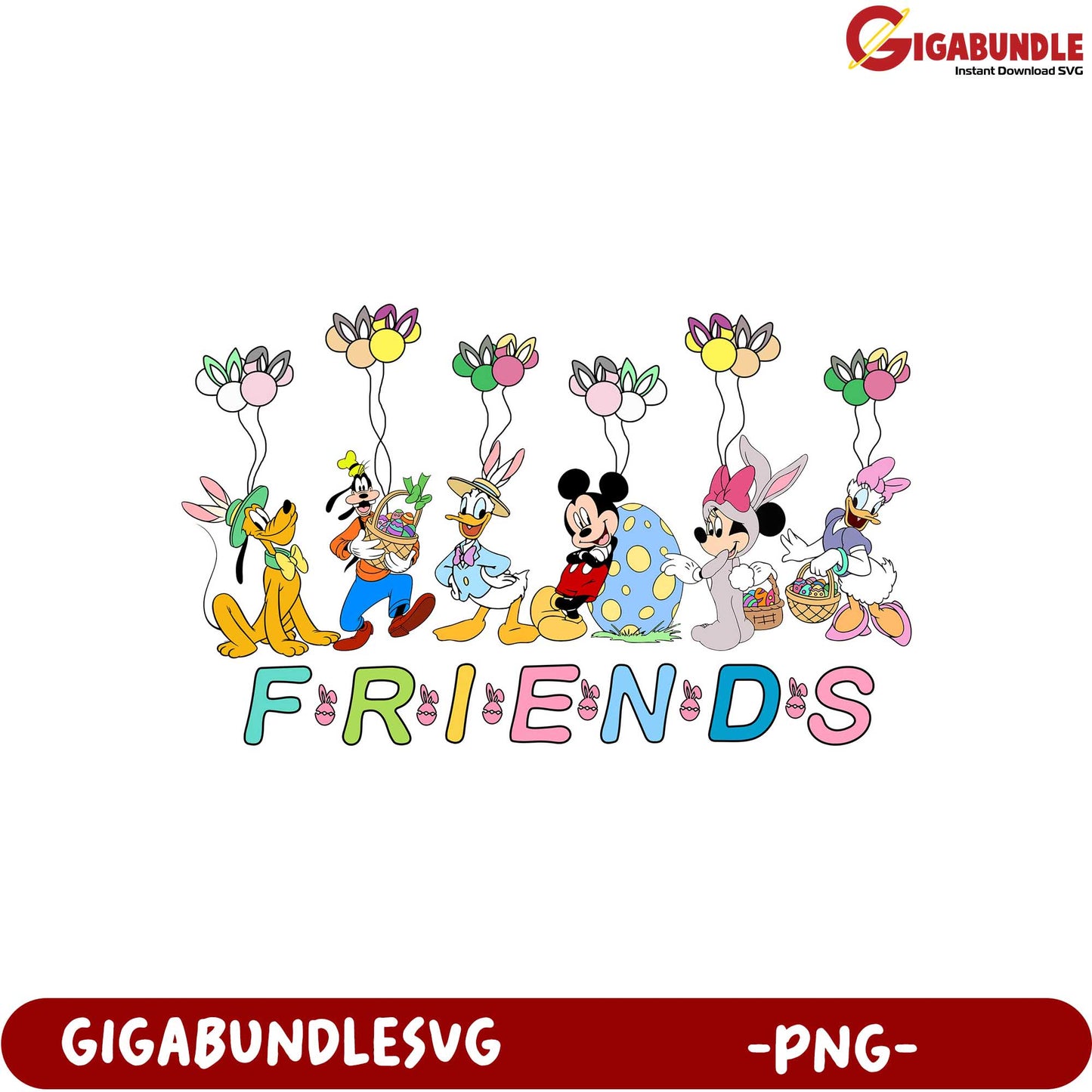 Disney Friends PNG - Colorful Character Celebration Design