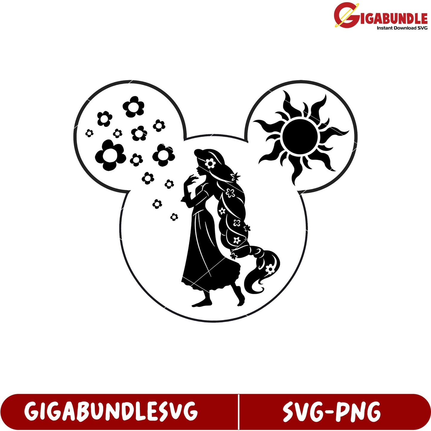 Disney Inspired SVG Design with Princess and Floral Elements