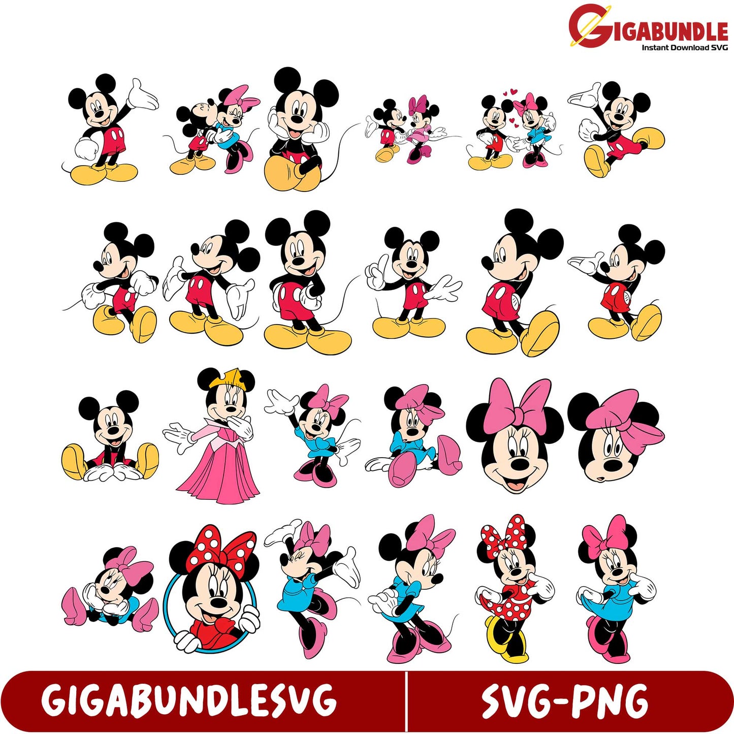Disney Mickey and Minnie Mouse SVG Bundle for Creative Projects