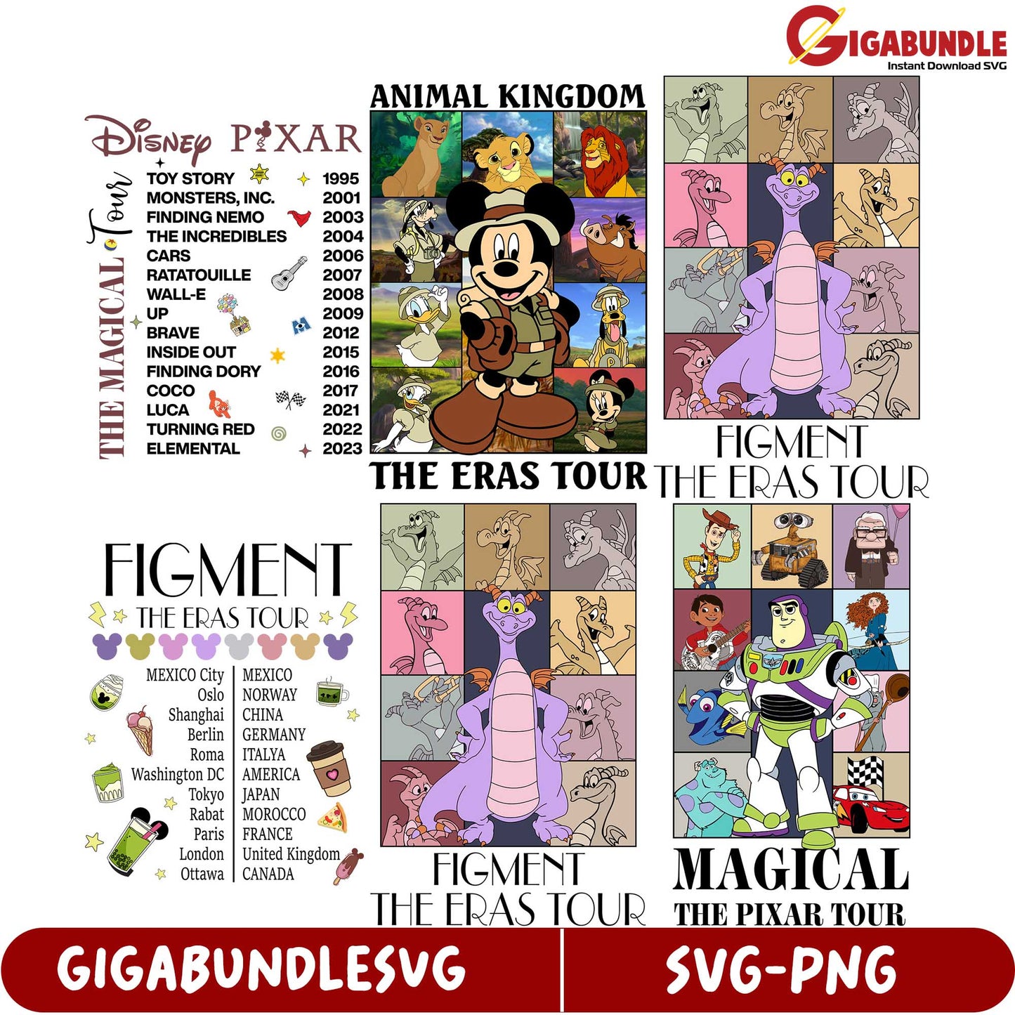 Disney Pixar Eras Tour SVG Bundle - Magical Animal Kingdom Art