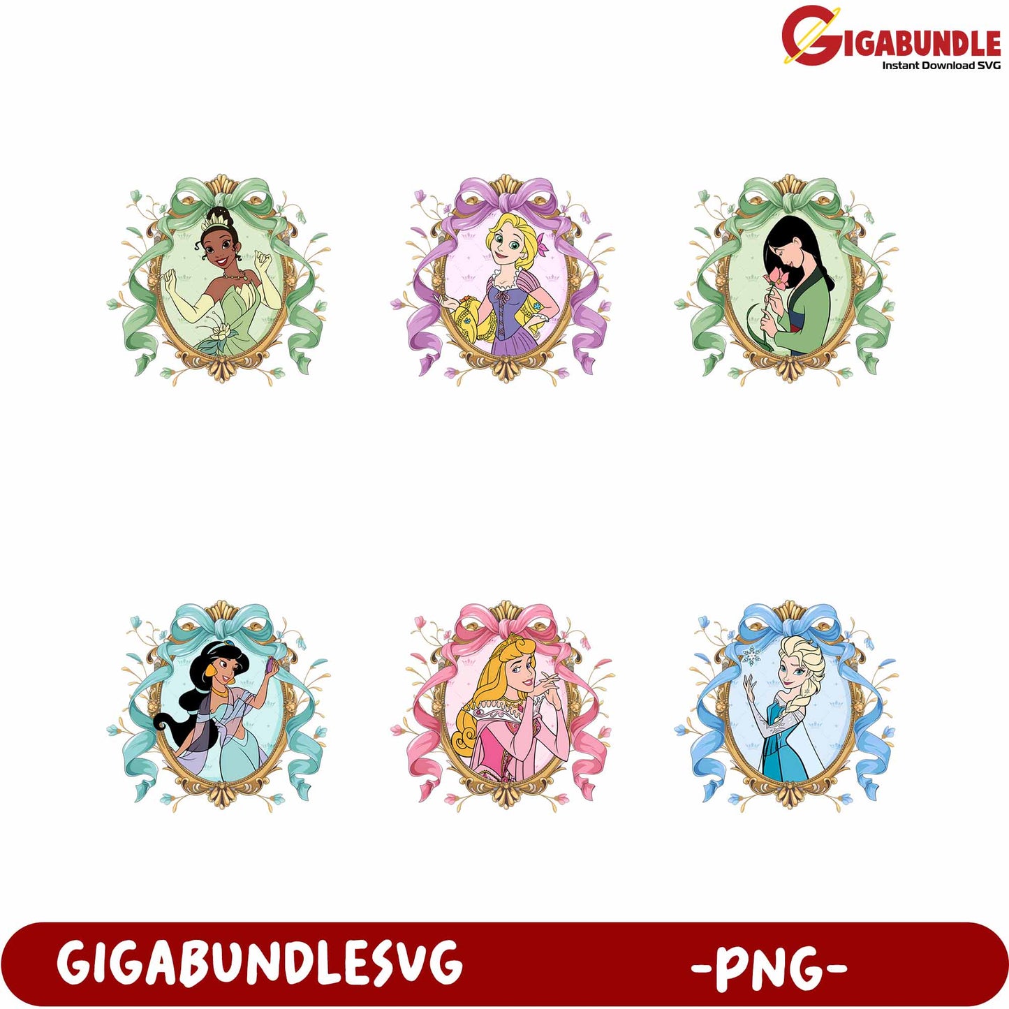 Disney Princess Illustration Set PNG Download for Crafts and Projects