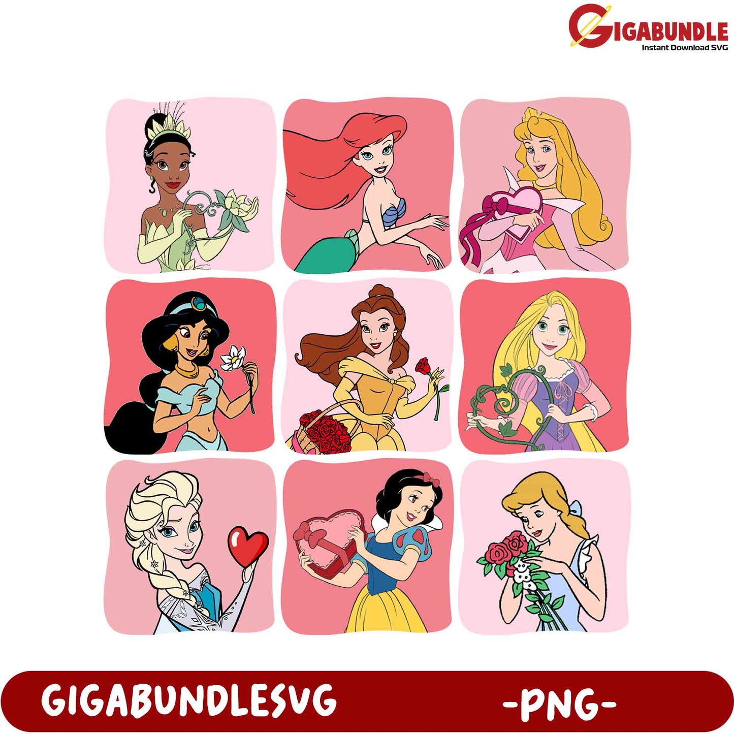 Disney Princess PNG Bundle Charming Characters for Creative Projects