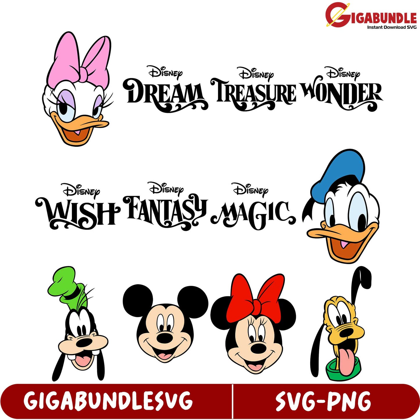 Disney SVG Bundle Dream, Magic, and Classic Characters Set