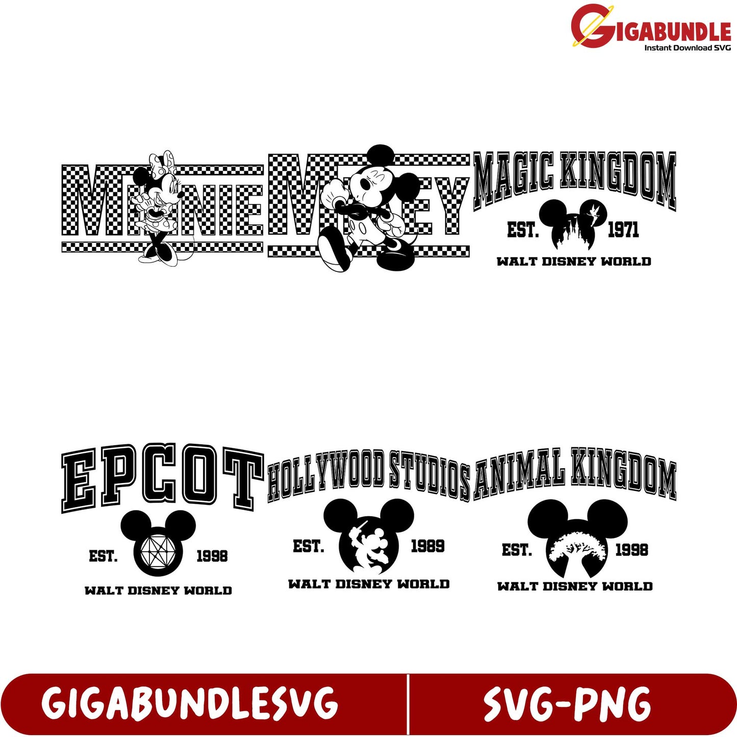 Disney SVG Bundle Minnie & Mickey Magic Kingdom Art Designs