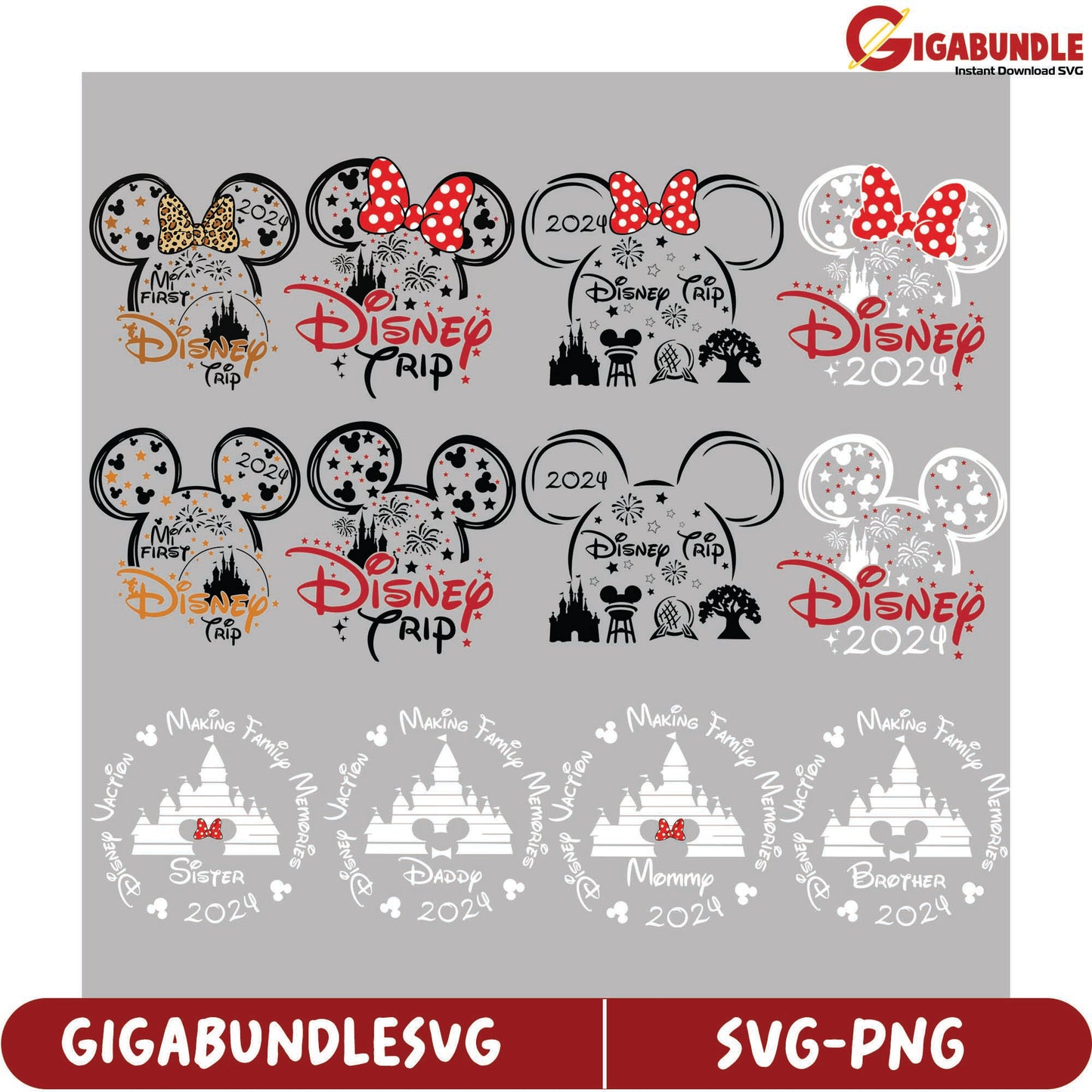 Disney Trip 2024 SVG Bundle Family Memory Designs for Kids