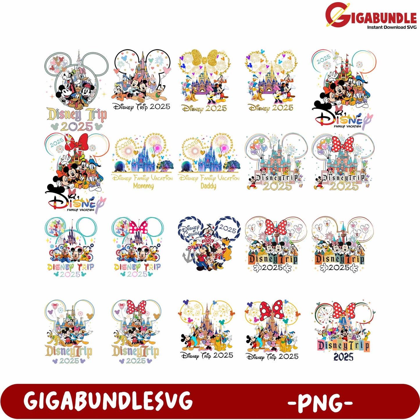 Disney Trip 2025 Bundle PNG Family Vacation Graphics Download