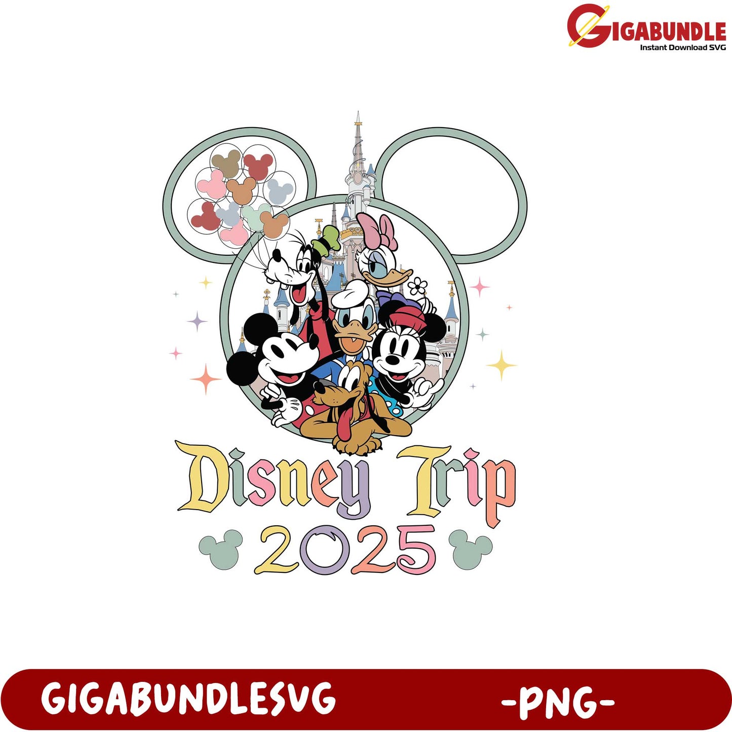 Disney Trip 2025 Mickey Mouse Character PNG for Family Adventures
