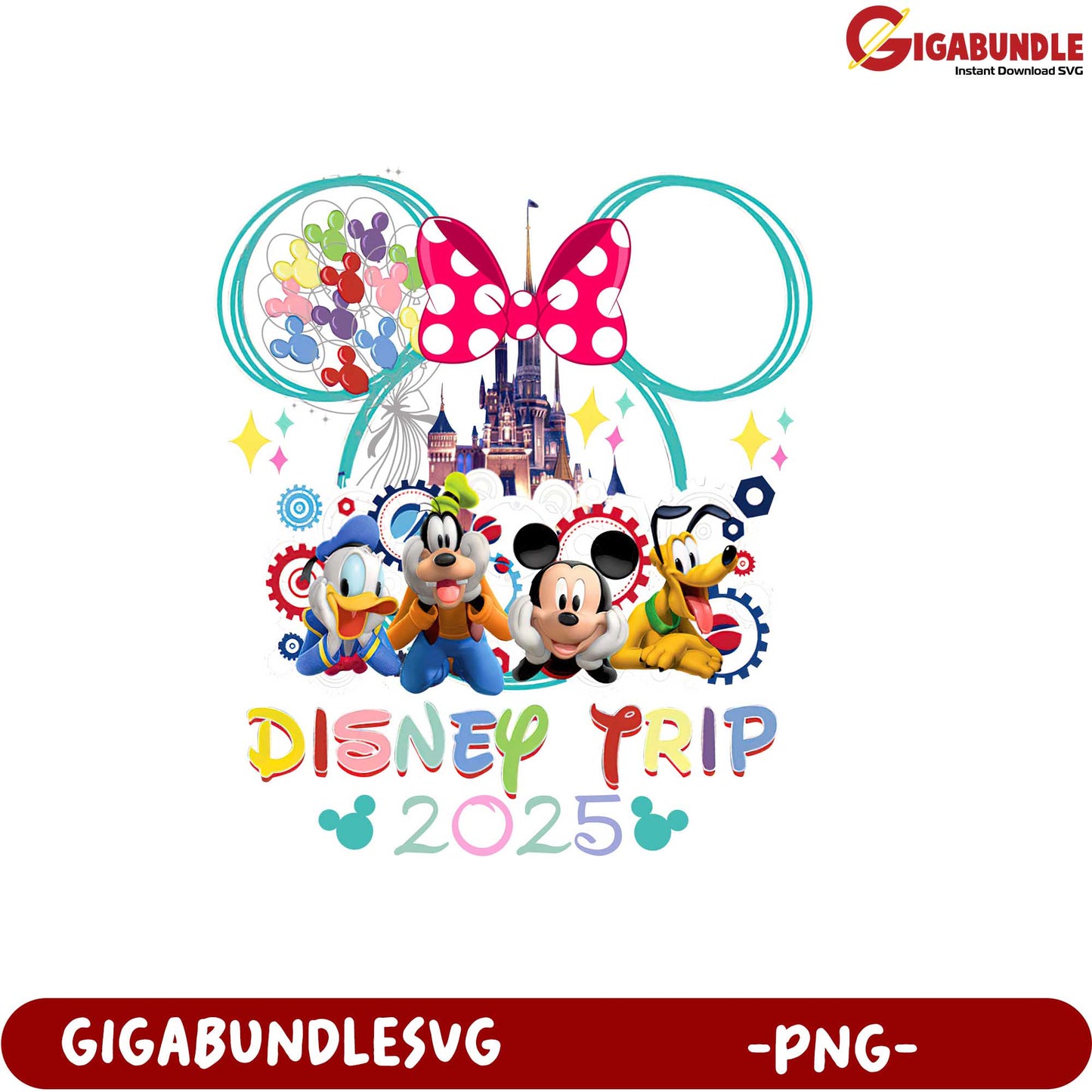 Disney Trip 2025 PNG Design Featuring Mickey and Friends in Style