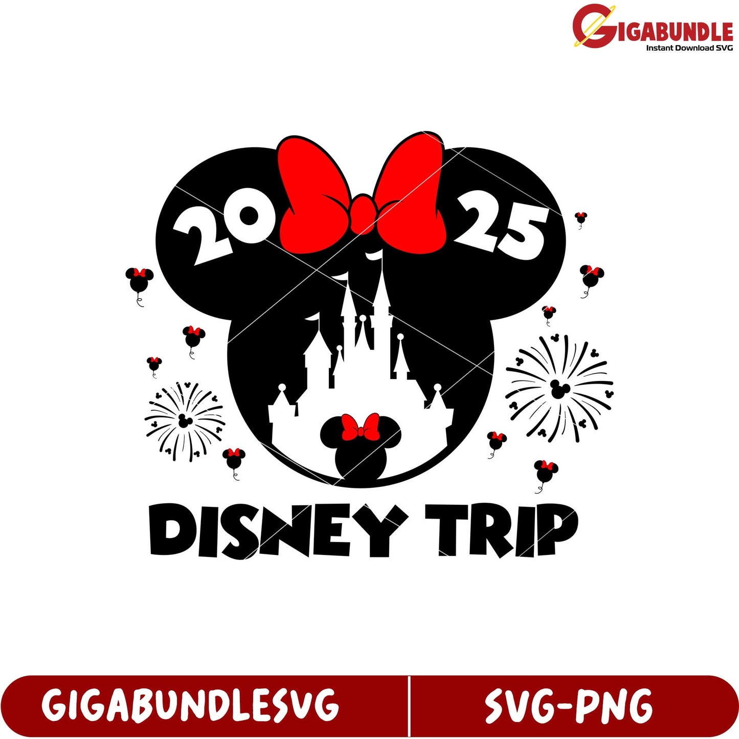 Disney Trip 2025 SVG Design Mickey Mouse Castle Celebration Art