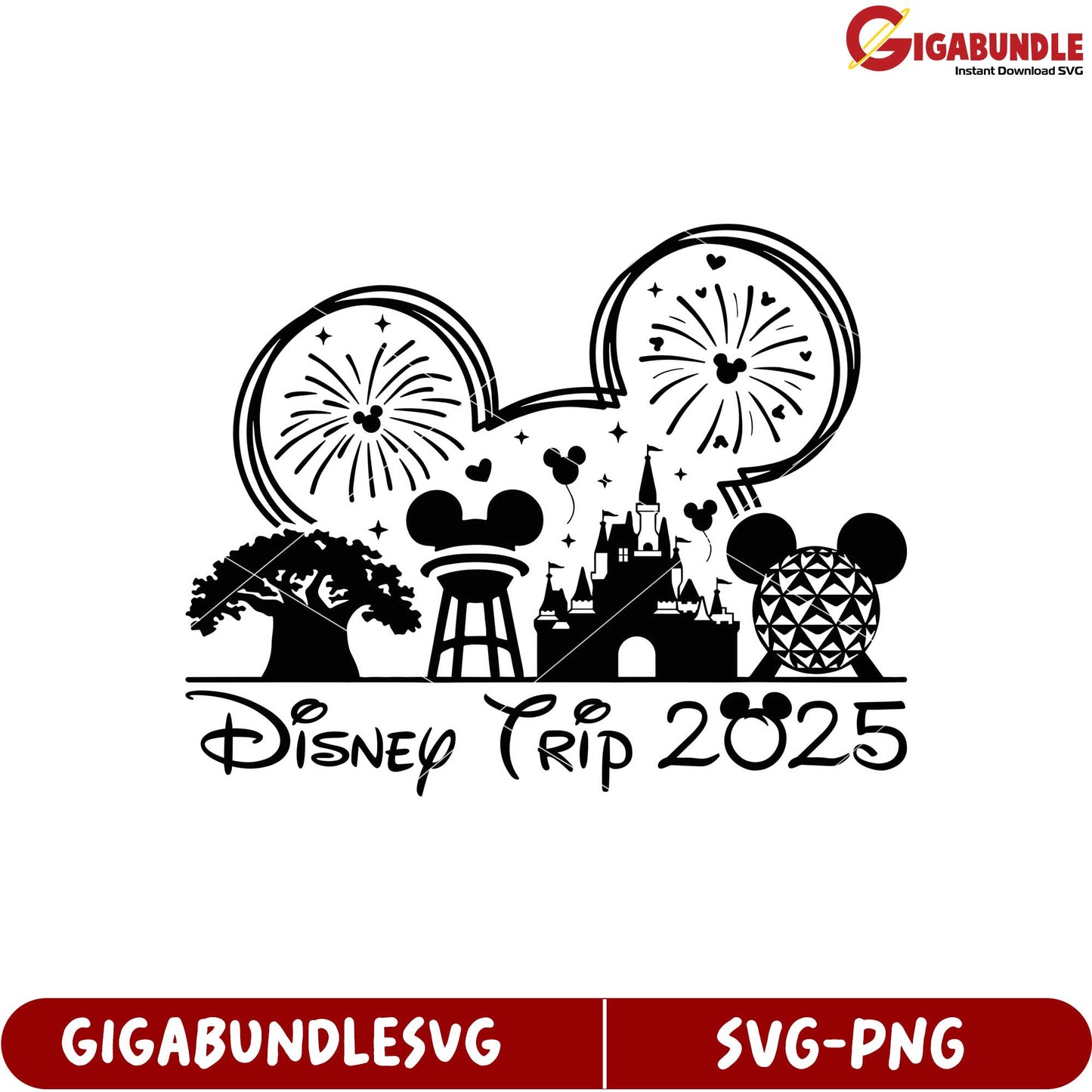 Disney Trip 2025 SVG Design with Castle and Mickey Mouse Elements