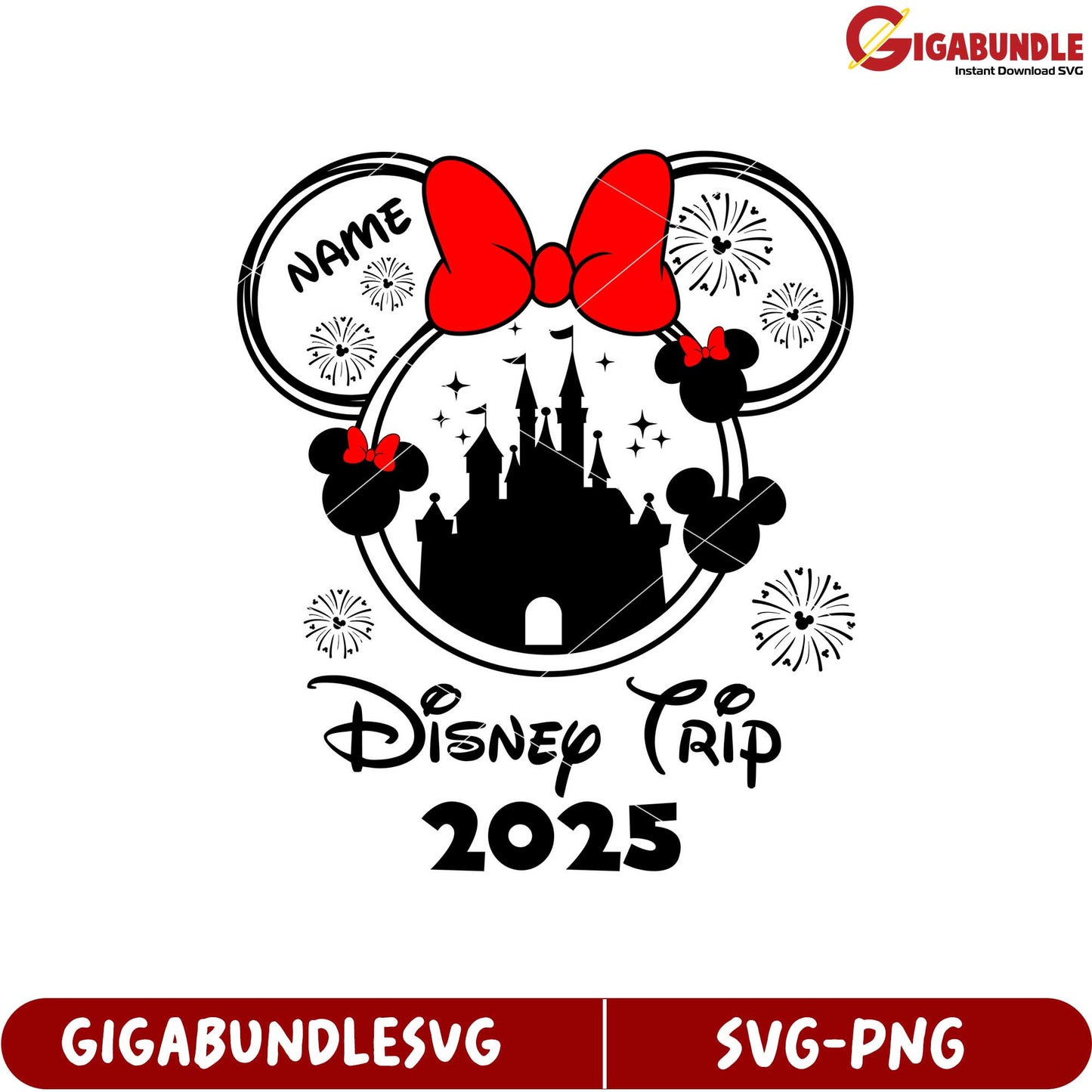 Disney Trip SVG Design 2025 Customizable Name Mickey Mouse Castle