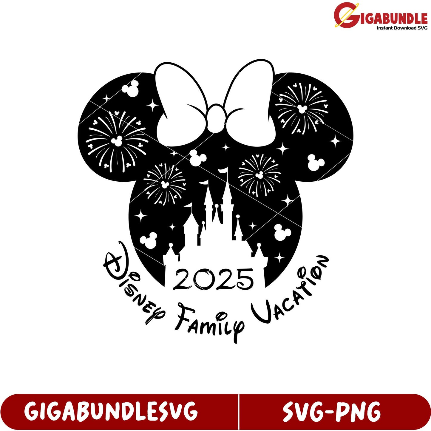 Disney Vacation Family SVG Design 2025 with Castle and Fireworks