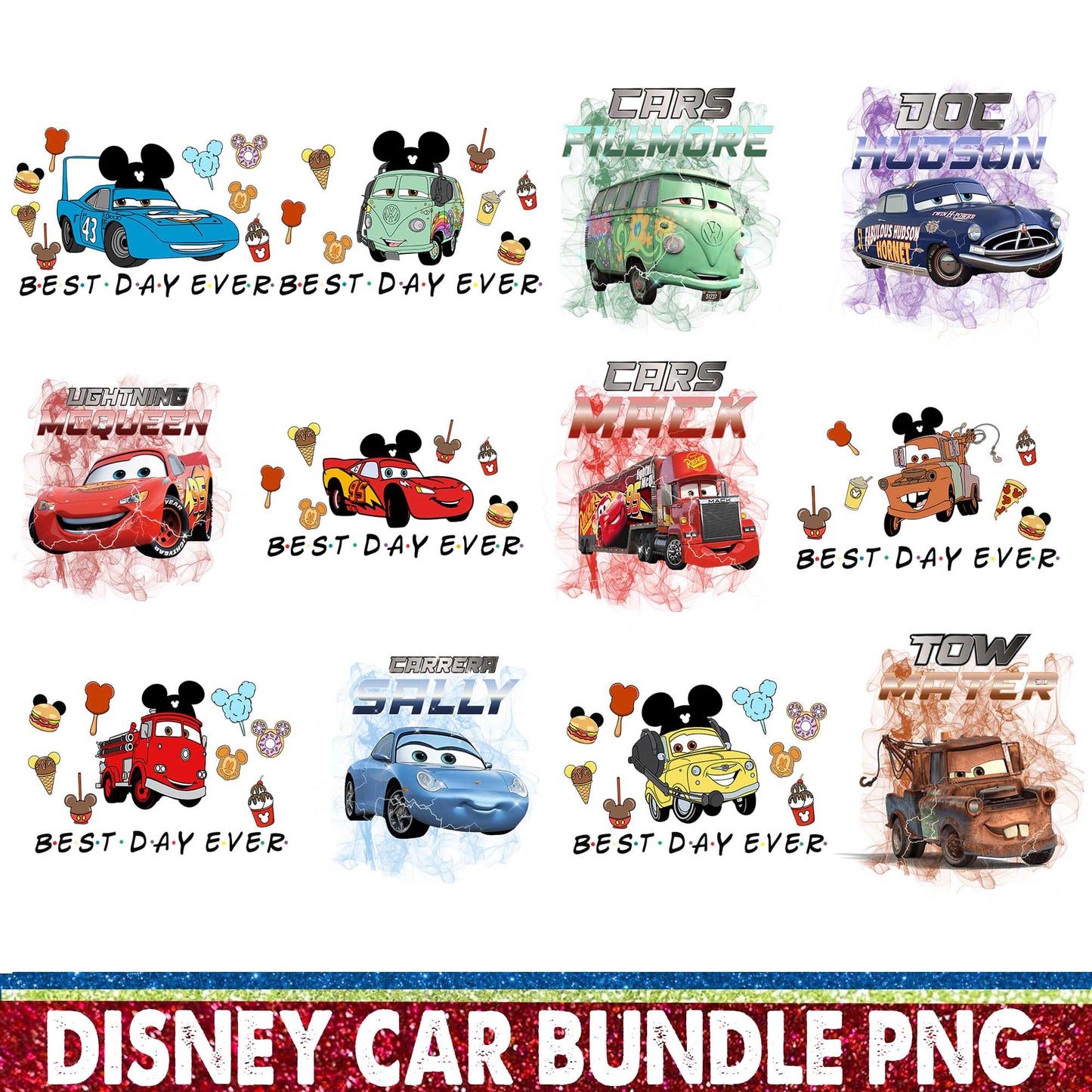 Disney Car Bundle Png, Lightning Queen Png
