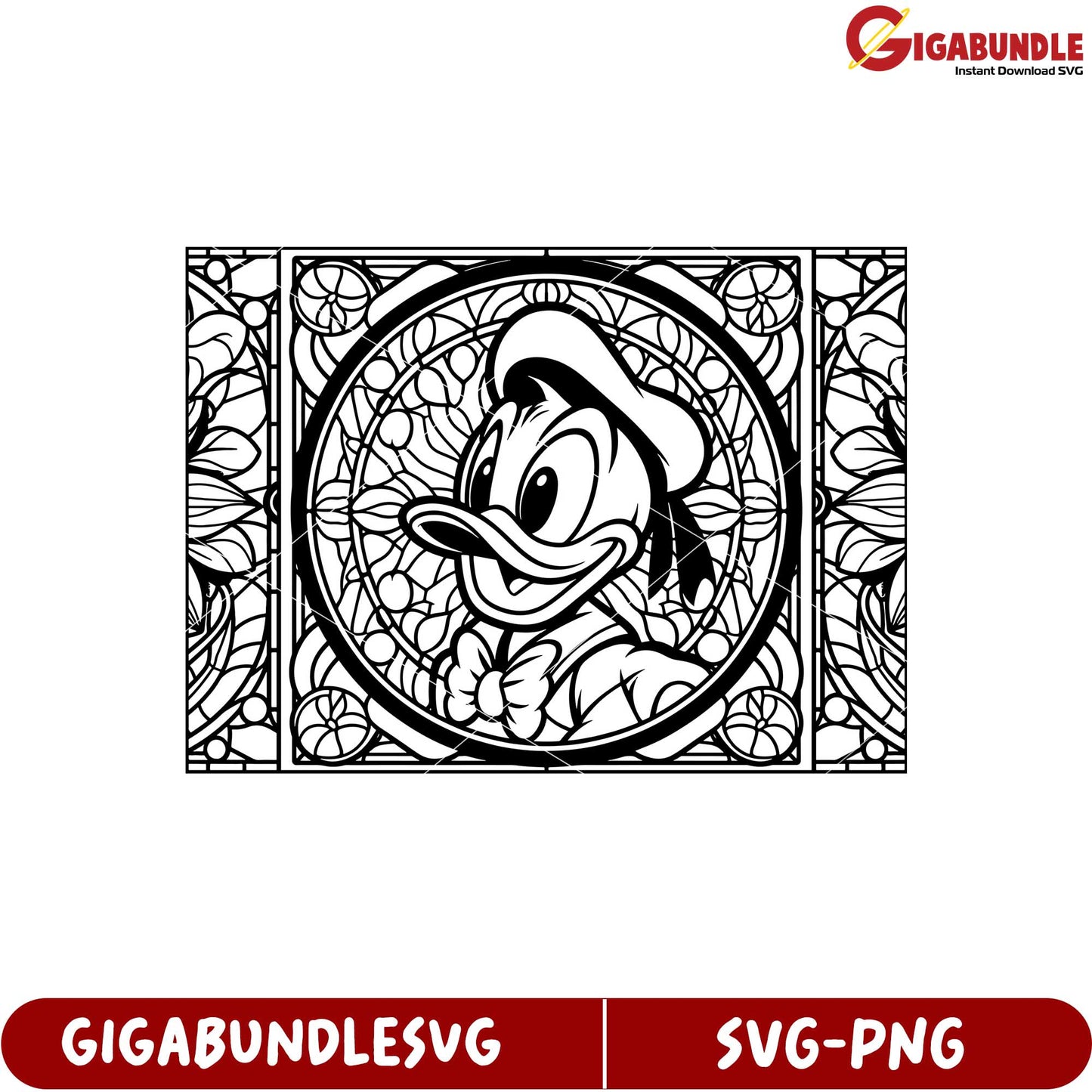 Donald Duck Stained Glass Design for Crafting and DIY Projects SVG