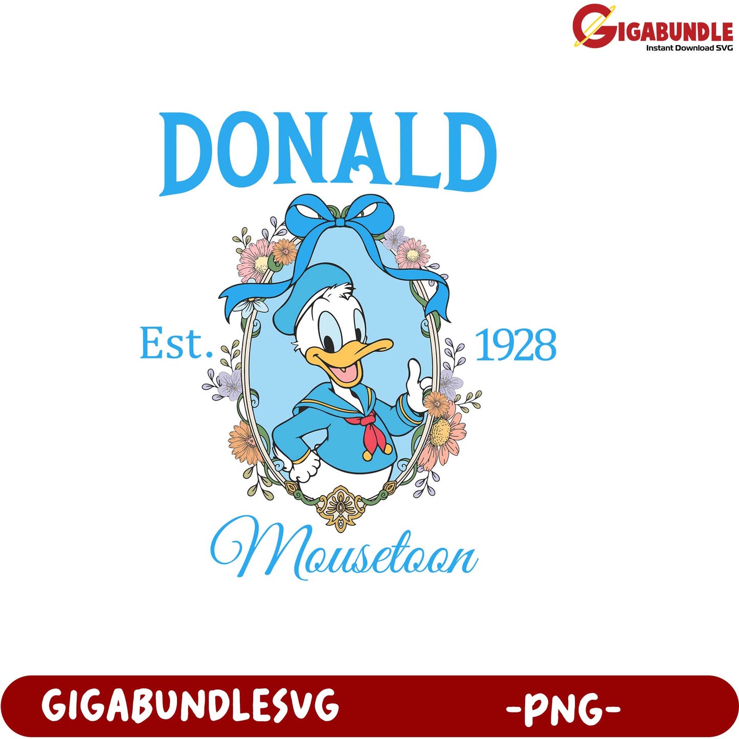 Donald Duck Vintage Design Est 1928 PNG Product for Collectors