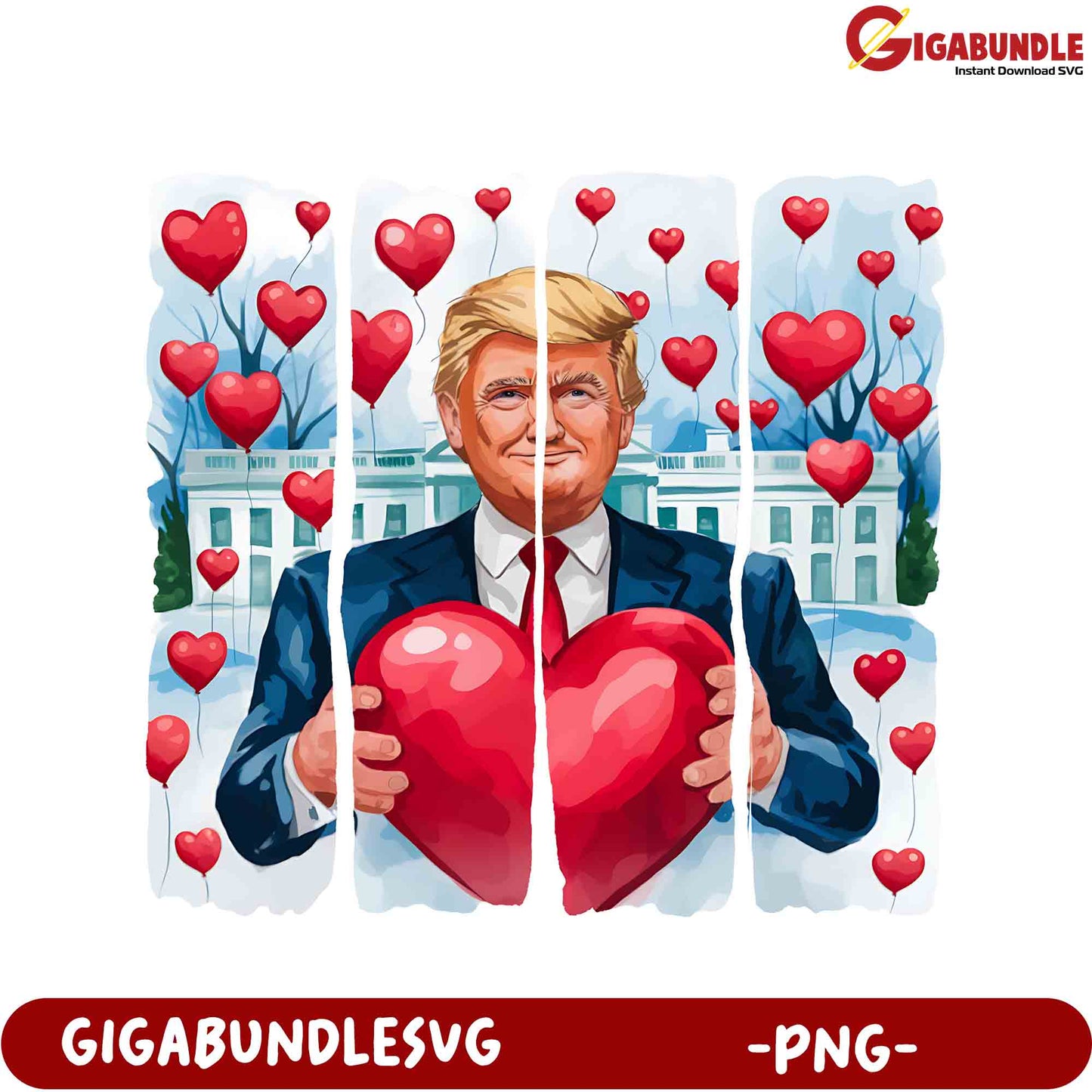 Donald Trump Heart Illustration PNG Love Theme Graphic Design