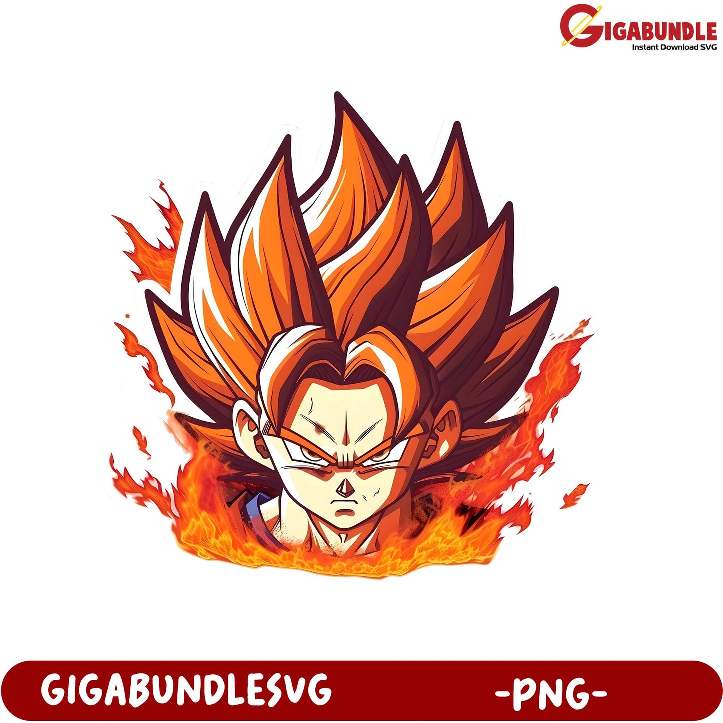 Dragon Ball Super Character PNG Art with Fiery Hair Design