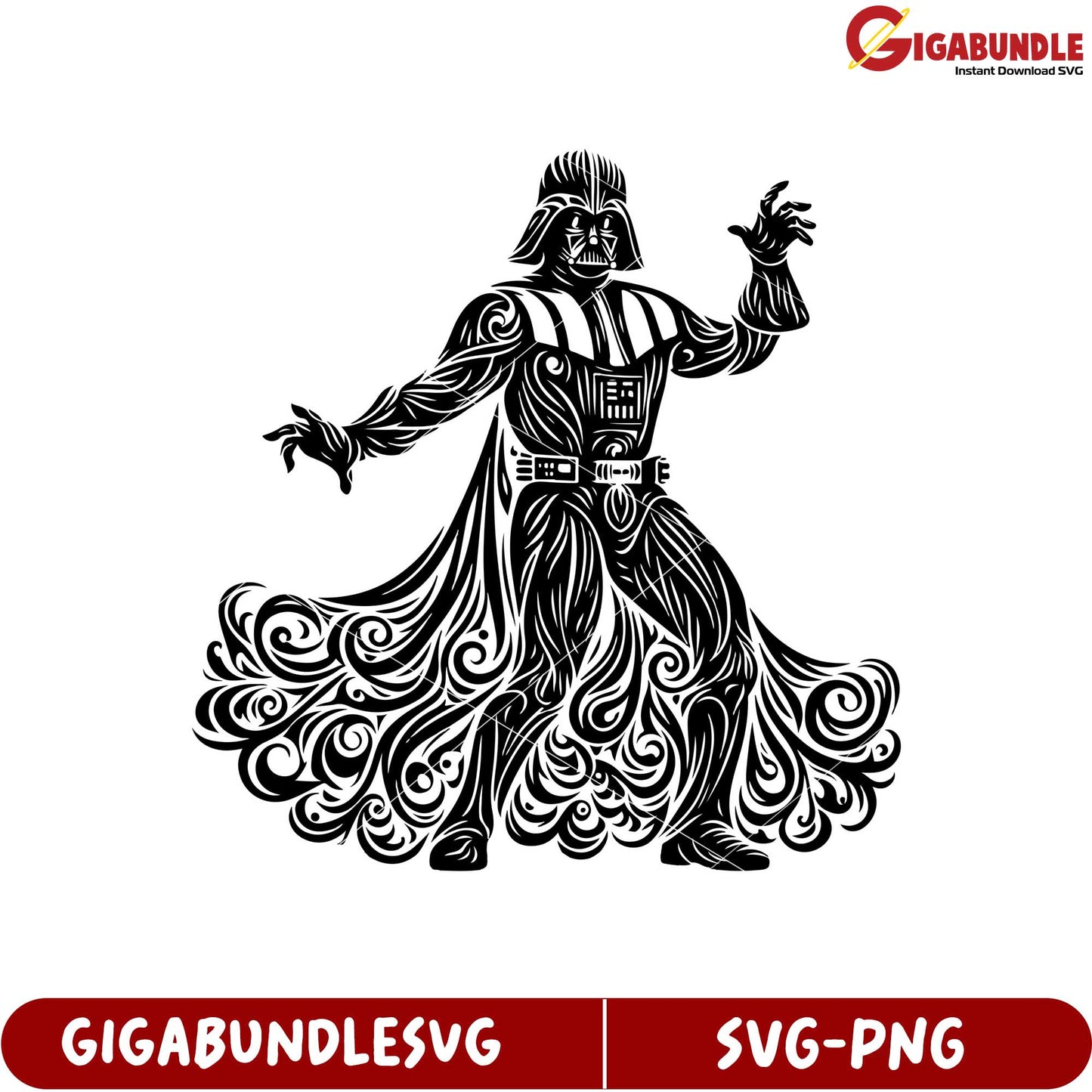 Dramatic Vintage Style Darth Vader Silhouette Design SVG Format File