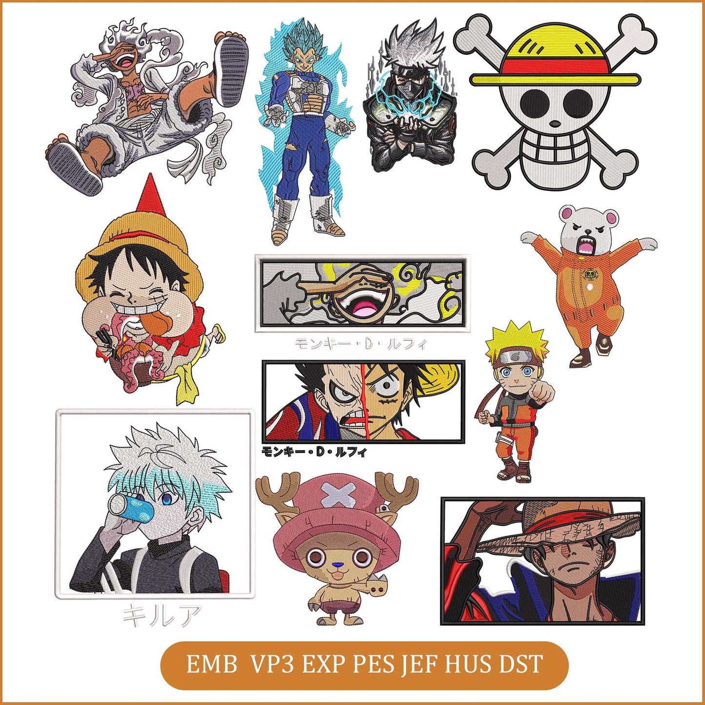 Anime Embroidery Bundle, Digital Anime Embroidery