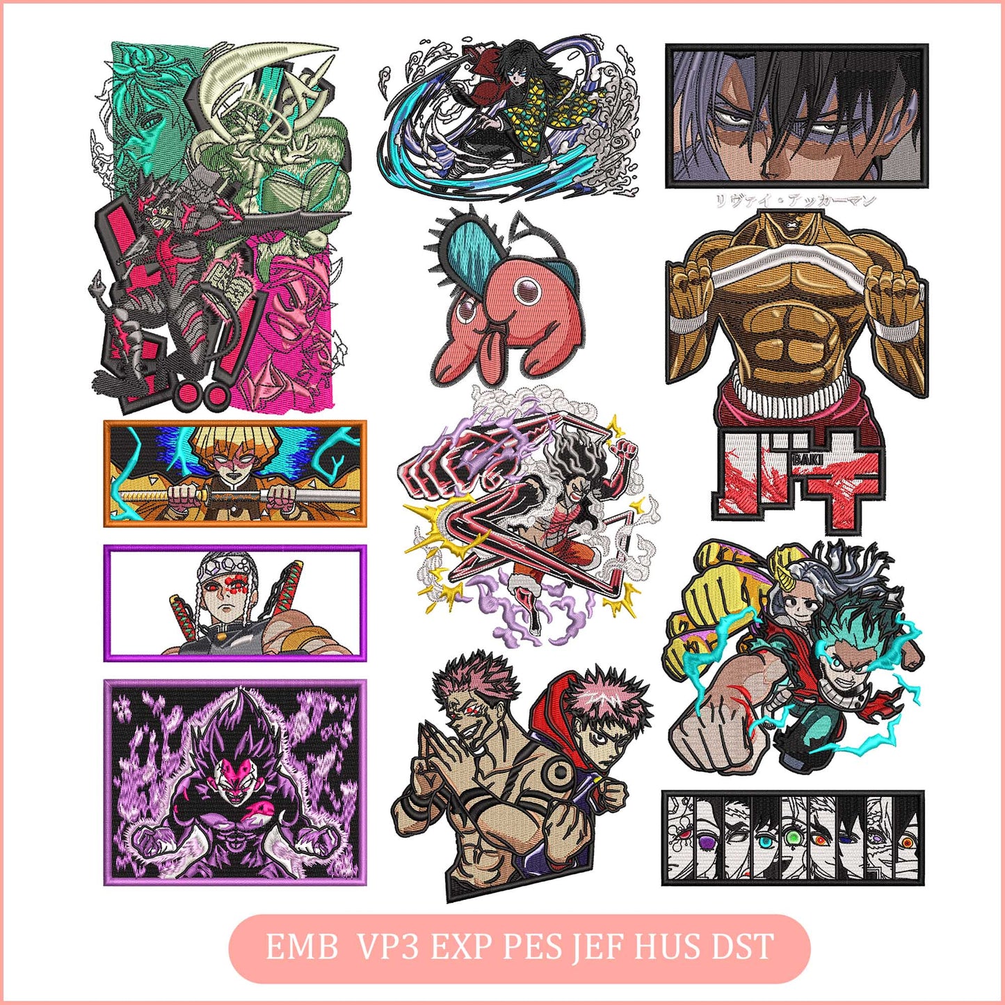 Anime Embroidery Bundle, Digital Anime Embroidery