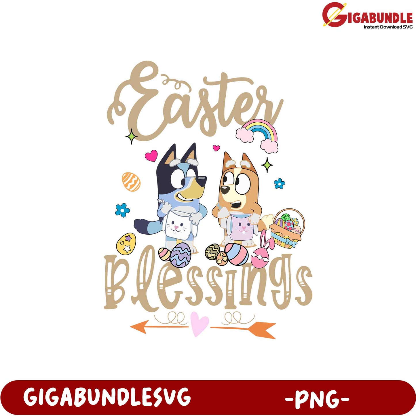 Easter Blessings PNG — Cute Cartoon Characters Celebration Design