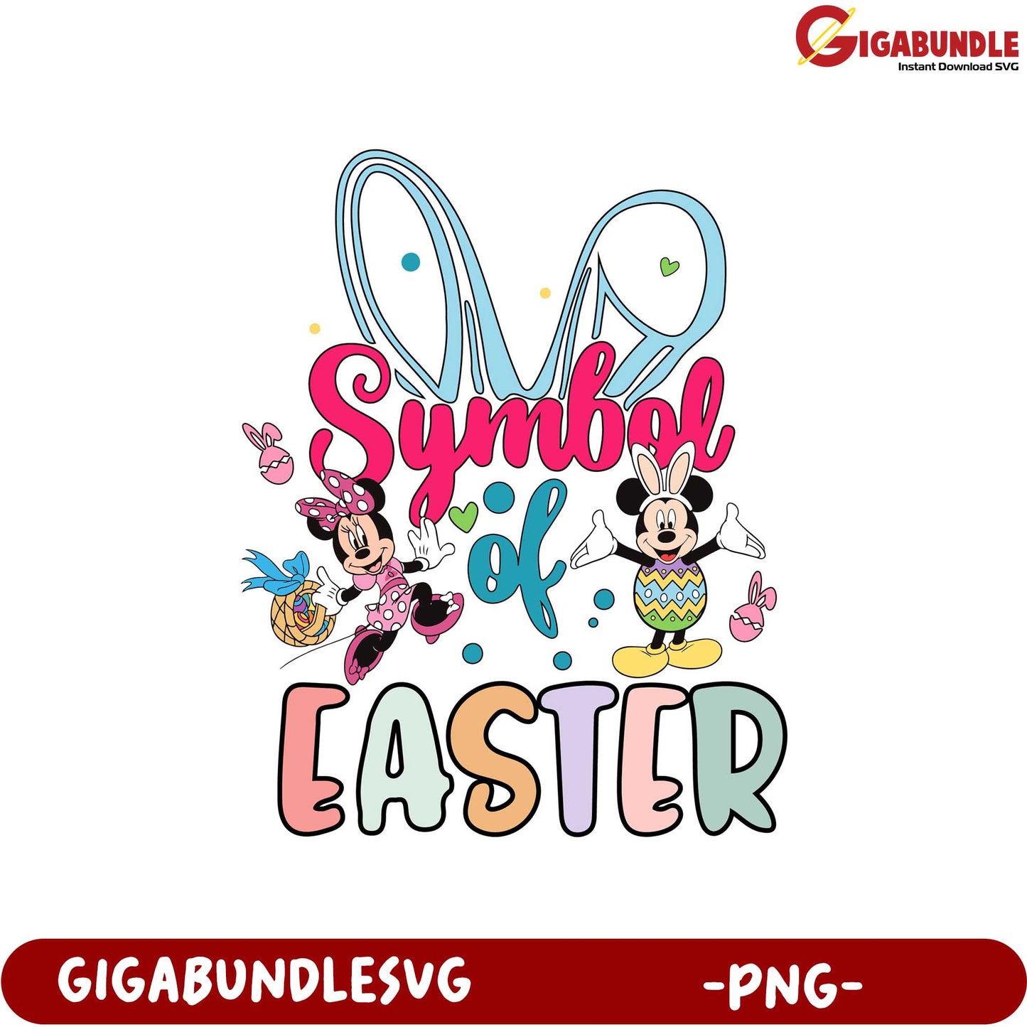 Easter Bunny Design with Mickey and Minnie PNG Download
