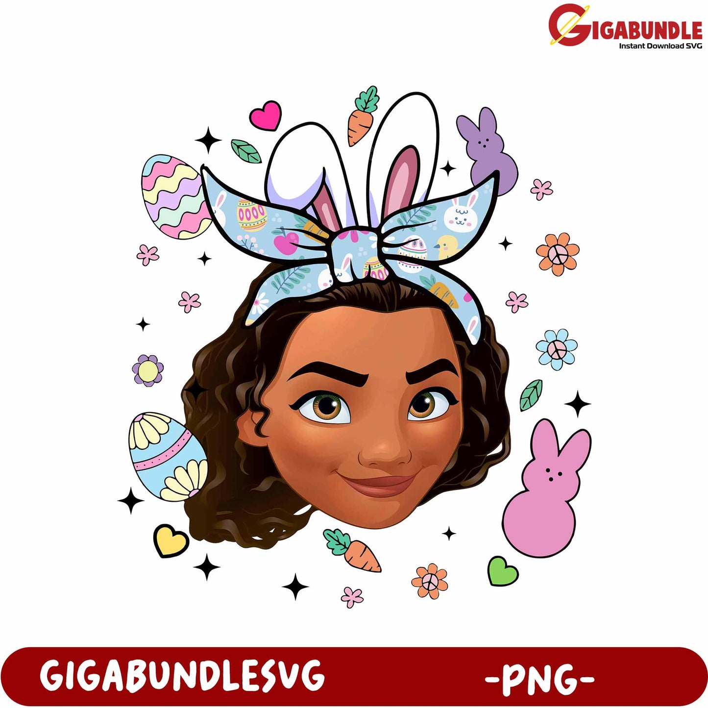 Easter Bunny Girl Headband PNG Design for Spring Celebrations