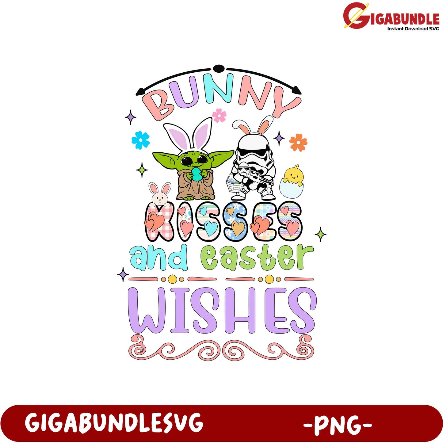 Easter Bunny Kisses and Wishes PNG Design for Creative Crafts