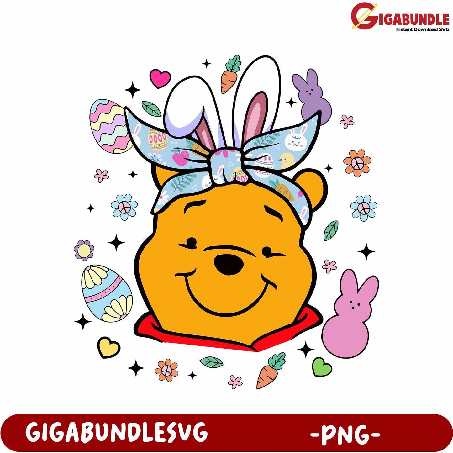 Easter Bunny Theme PNG Graphic with Adorable Bear Design