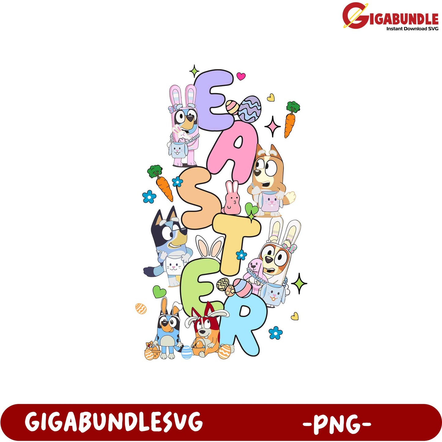 Easter Celebration PNG Graphic with Cute Cartoon Characters