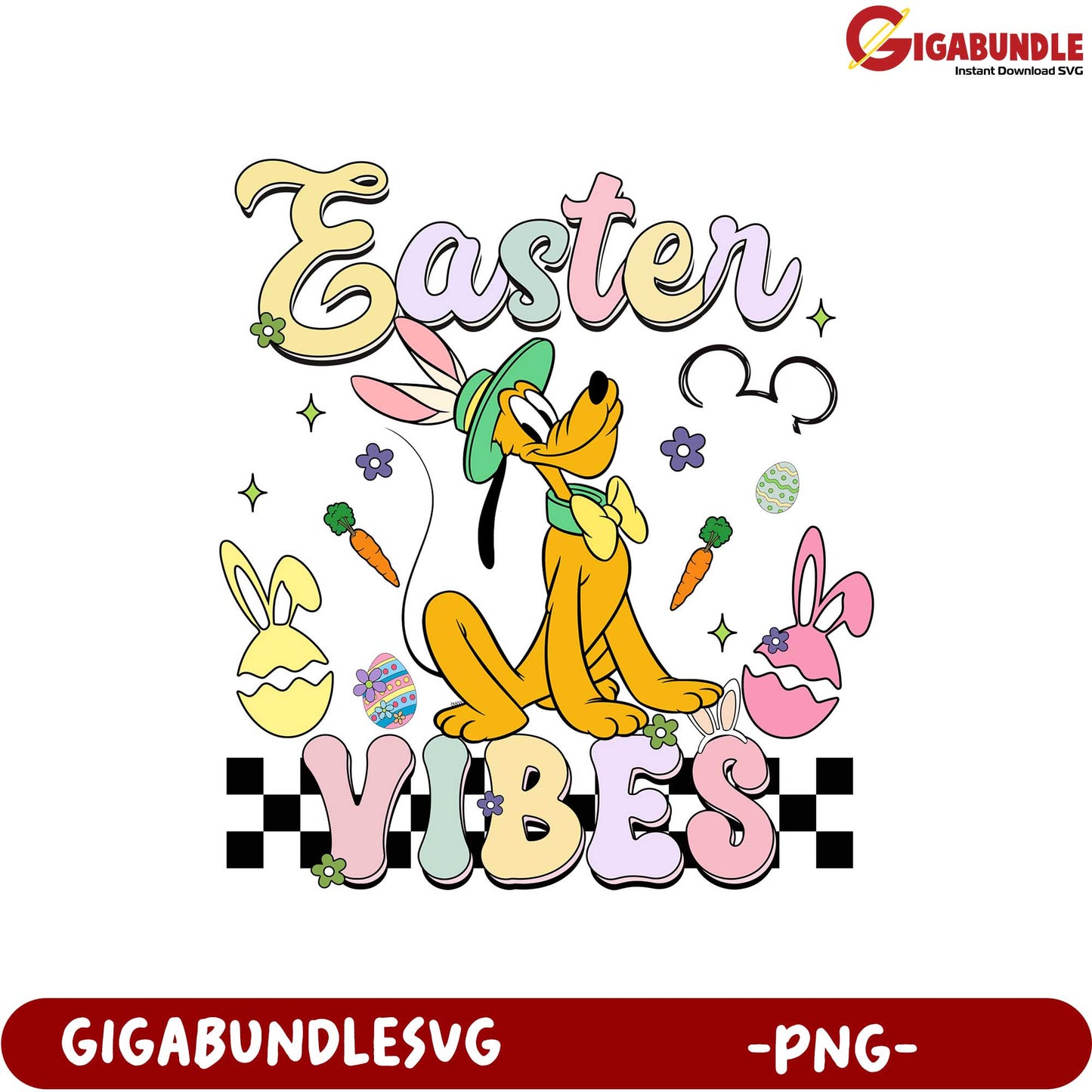 Easter Vibes PNG Design with Pluto - Fun Holiday Graphic