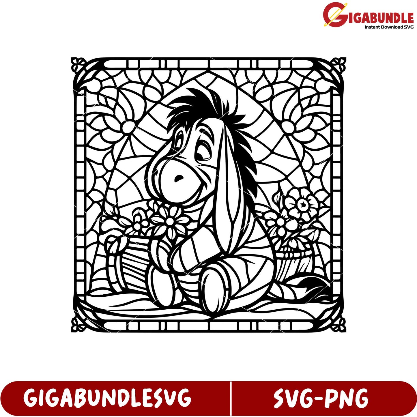 Eeyore Flower Basket SVG Cut File for Scrapbooking and Crafts Design