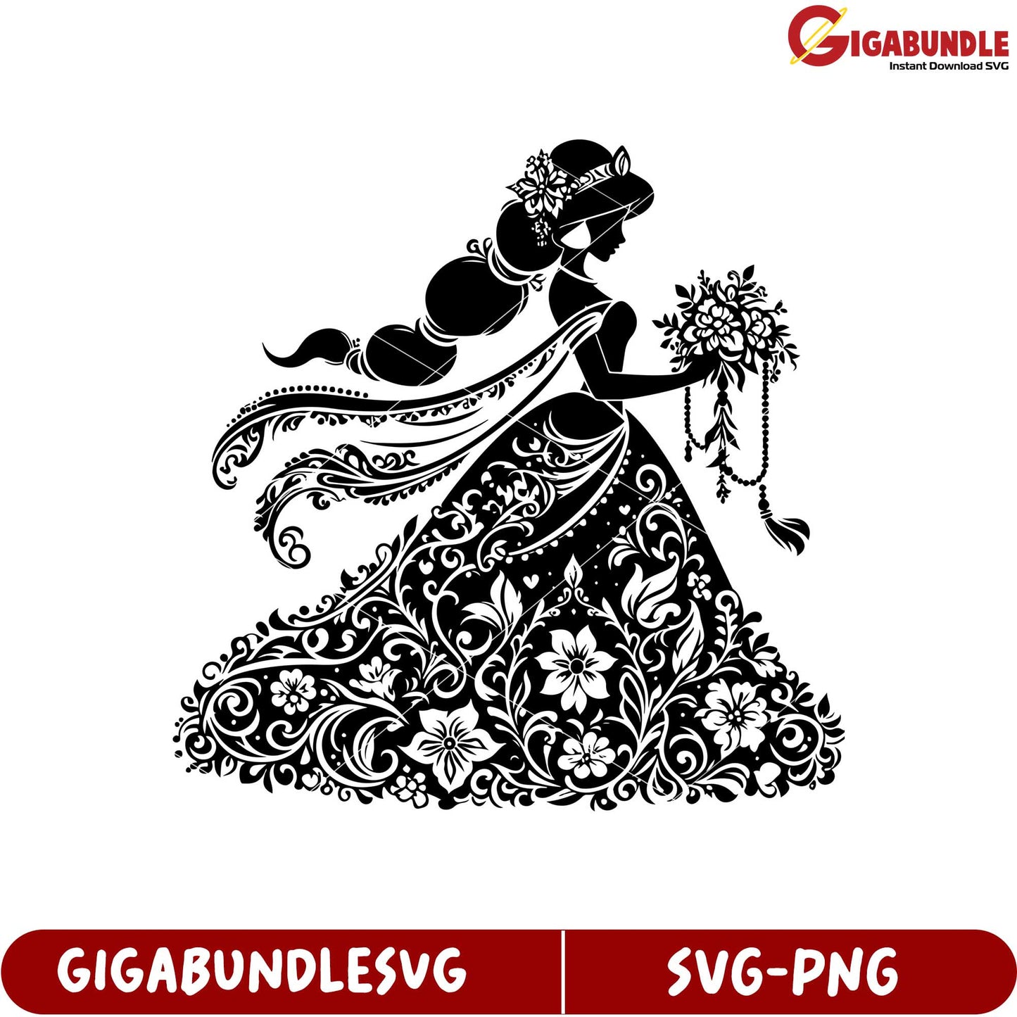 Elegant Bride Silhouette SVG Cut File for Crafting and Design Projects
