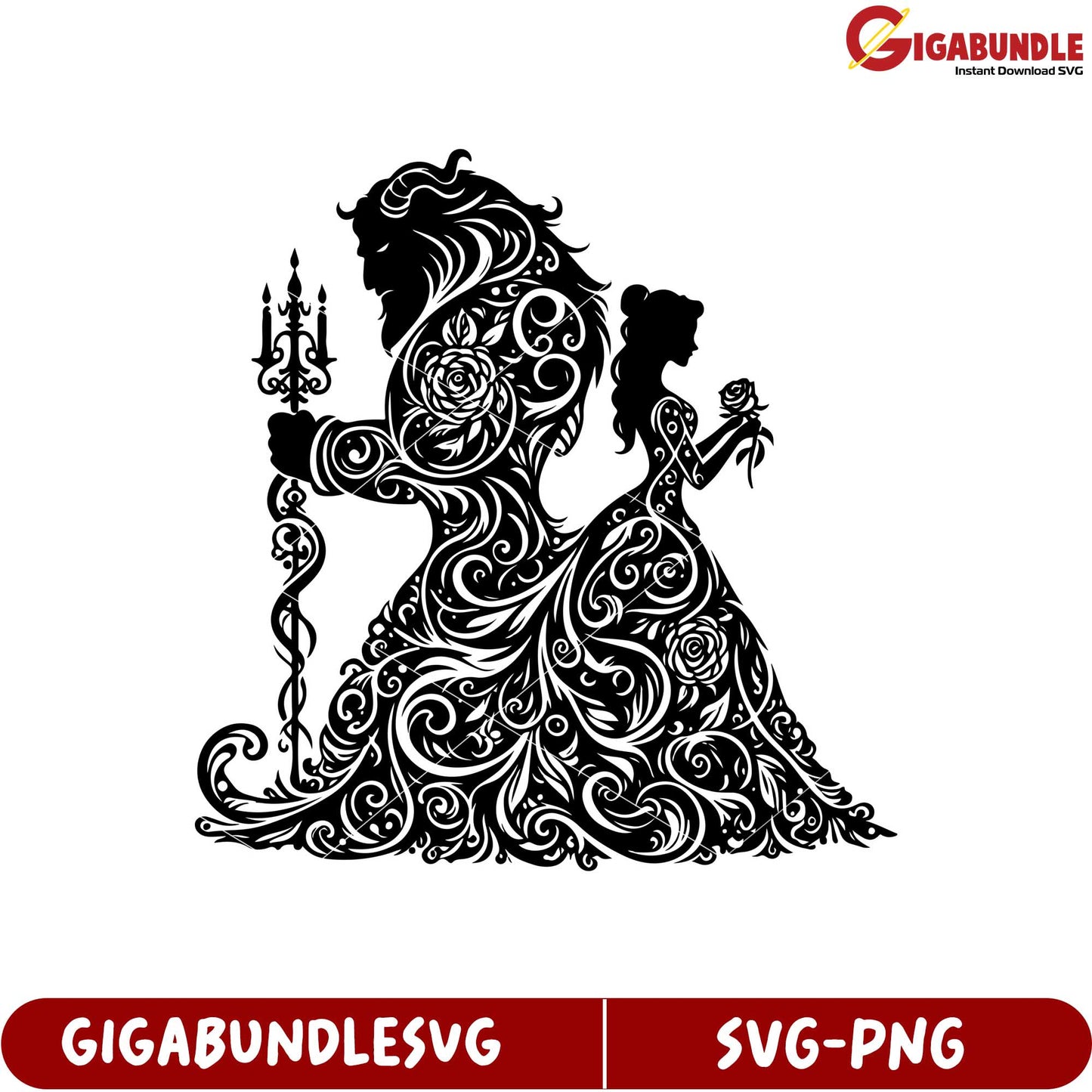 Elegant Couple Silhouette Decorative SVG Design for Crafts and Projects