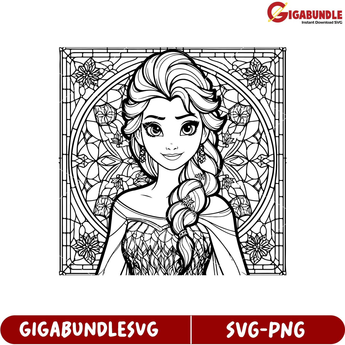 Elegant Elsa Coloring Page SVG Design for Creative Projects and Crafts