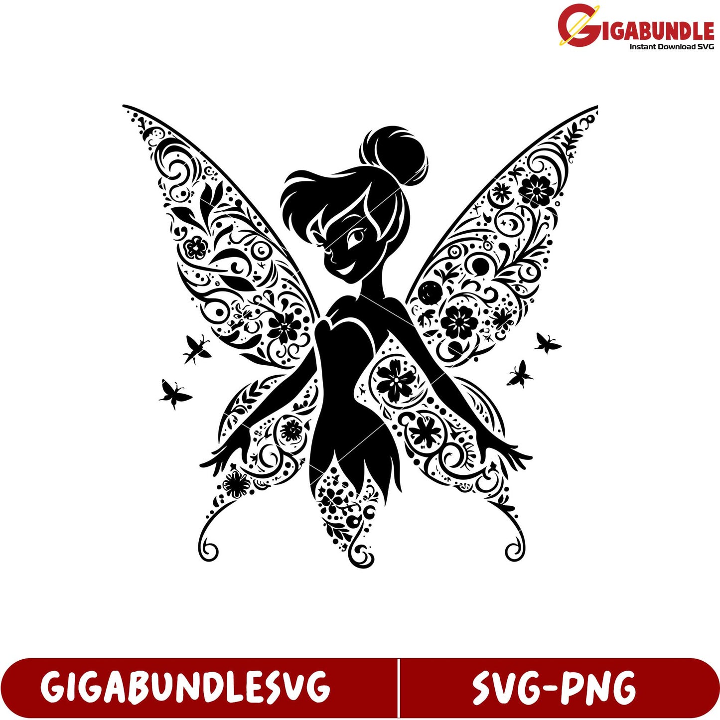 Elegant Fairy SVG Design with Intricate Wings for Craft Projects